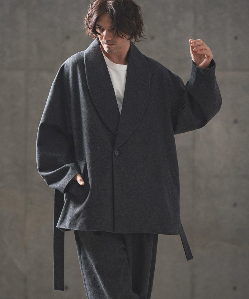 50%OFF【GLIMCLAP(グリムクラップ)】Brushed fabric shawl collar coat 