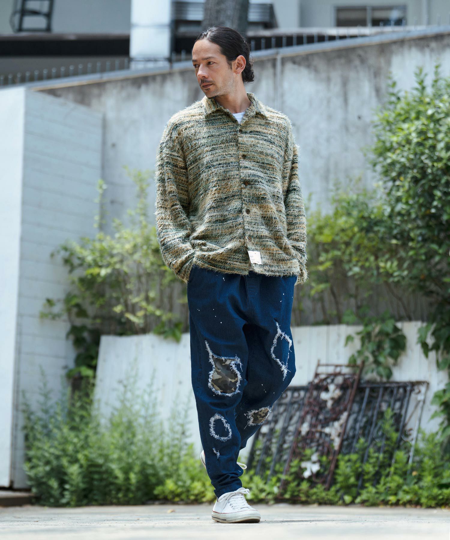 CAMBIO モヘアニットシャツとパンツ 30%OFF【CAMBIO(カンビオ)】Multicolor Mohair Like Shadow Stripe