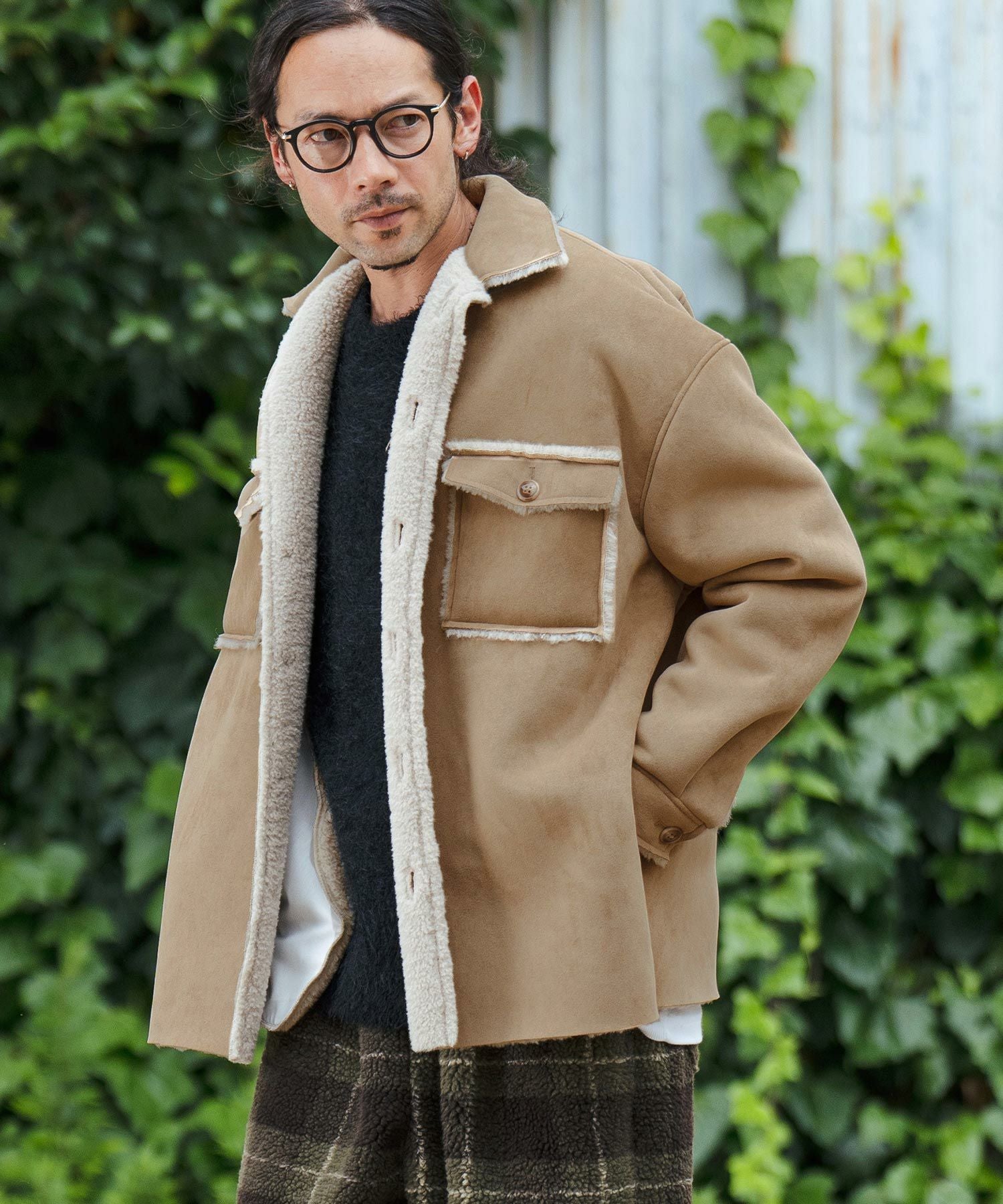 730　芽風　38　ポンチョブルゾン CAMBIO(カンビオ)】 Far Melton Poncho Like Jacket ポンチョ風