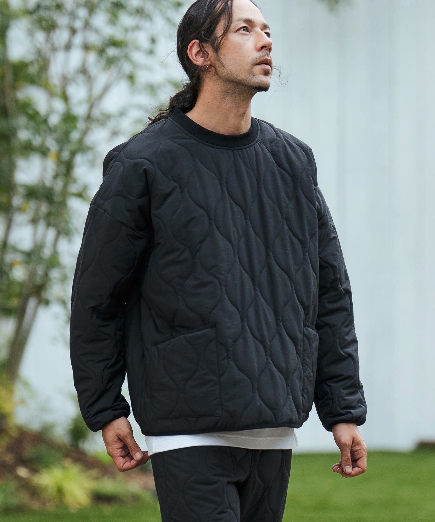 やまし商品 50%OFF【CAMBIO(カンビオ)】幾何模様キルトモックネックプルオーバー