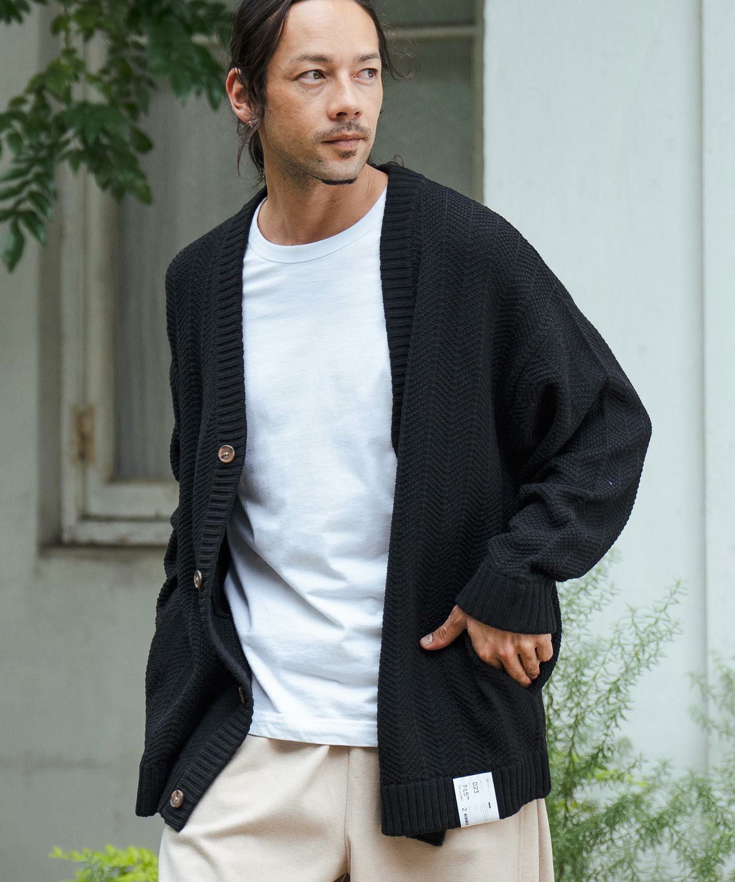 新品未使用　thomas magpie ジャガード　カーディガン　ブラック 30%OFF【CAMBIO(カンビオ)】Stripe Jacquard Knit Cardigan ニット