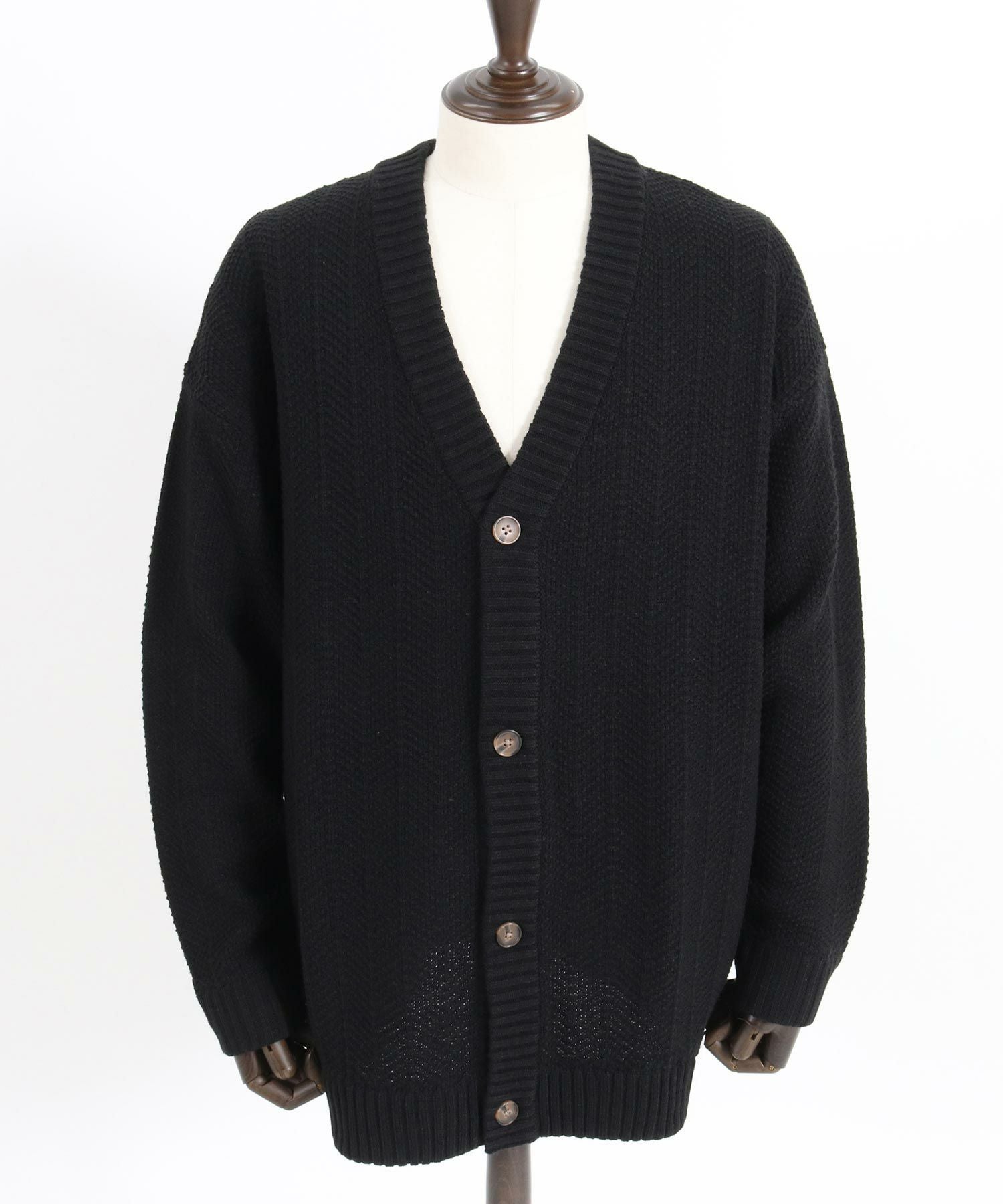 新品未使用　thomas magpie ジャガード　カーディガン　ブラック 30%OFF【CAMBIO(カンビオ)】Stripe Jacquard Knit Cardigan ニット
