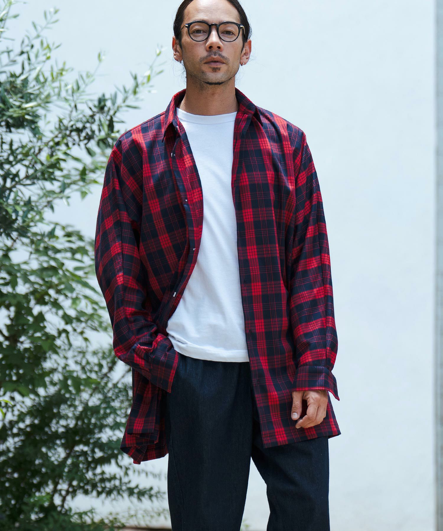 50%OFF【CAMBIO(カンビオ)】オーバーサイズミドル丈チェックシャツ(CMB