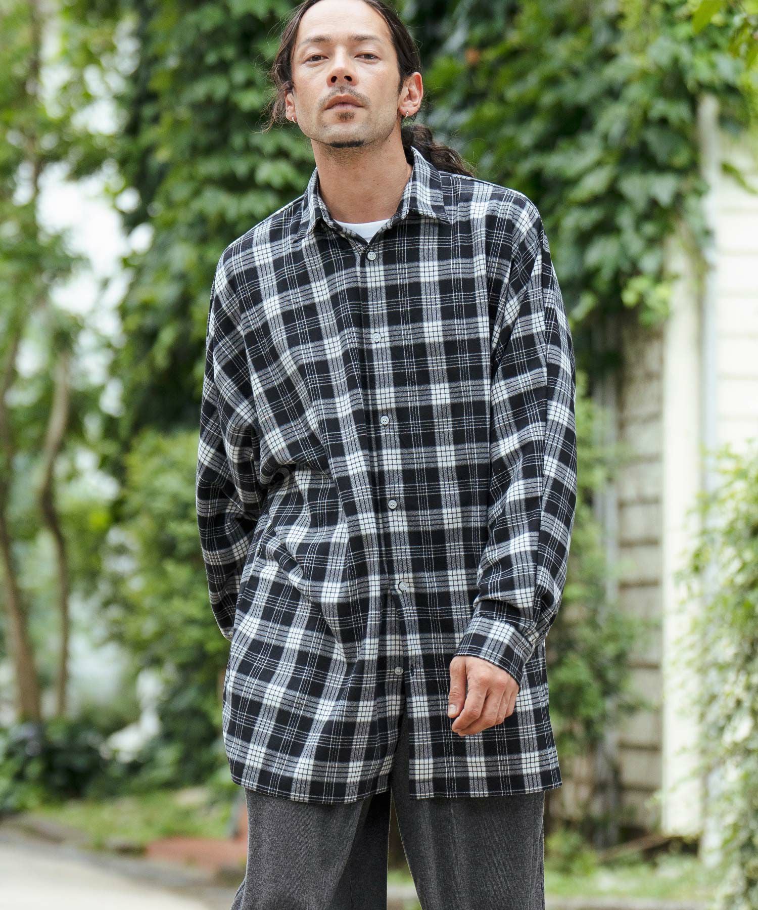 50%OFF【CAMBIO(カンビオ)】オーバーサイズミドル丈チェックシャツ(CMB