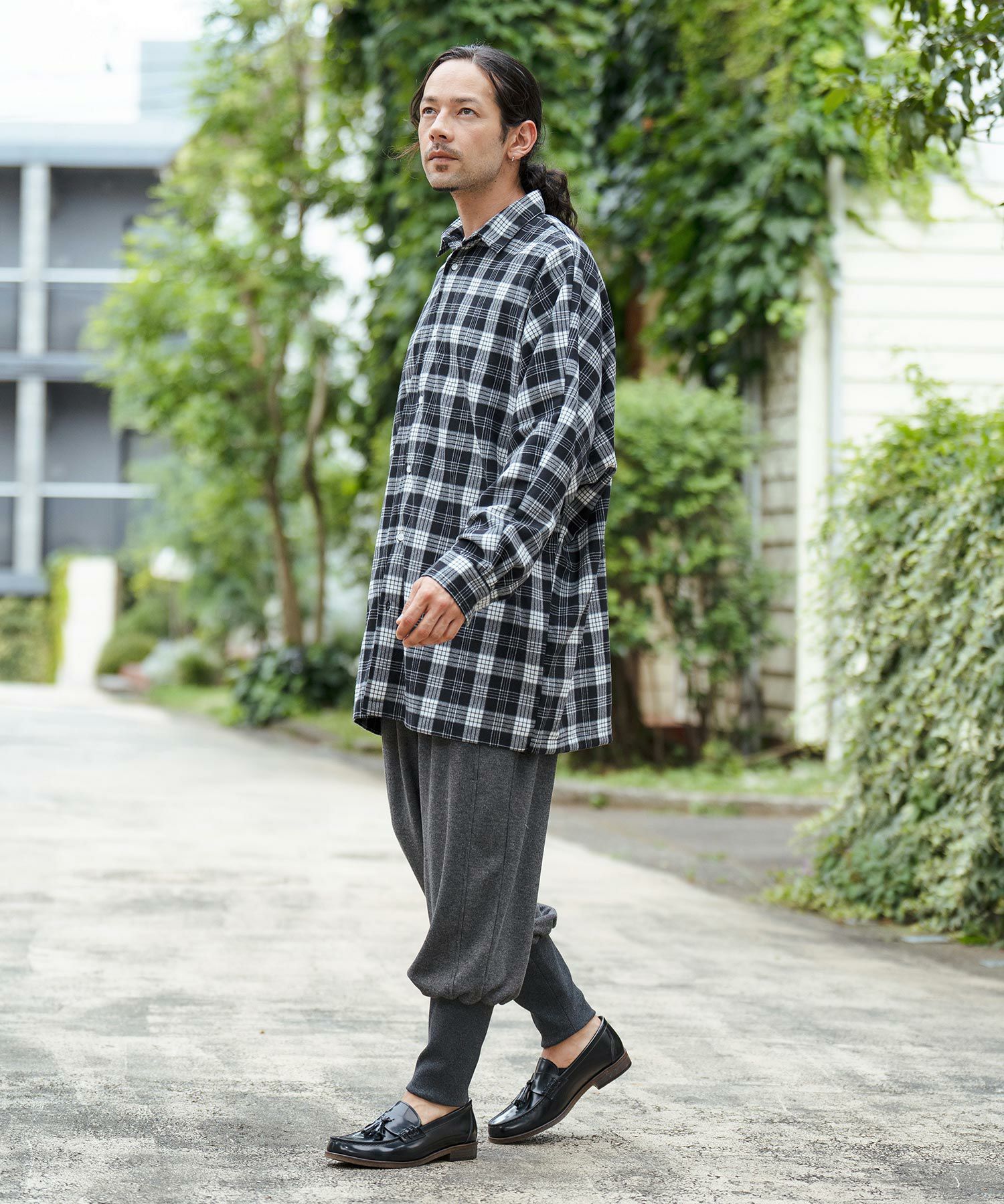 50%OFF【CAMBIO(カンビオ)】オーバーサイズミドル丈チェックシャツ(CMB