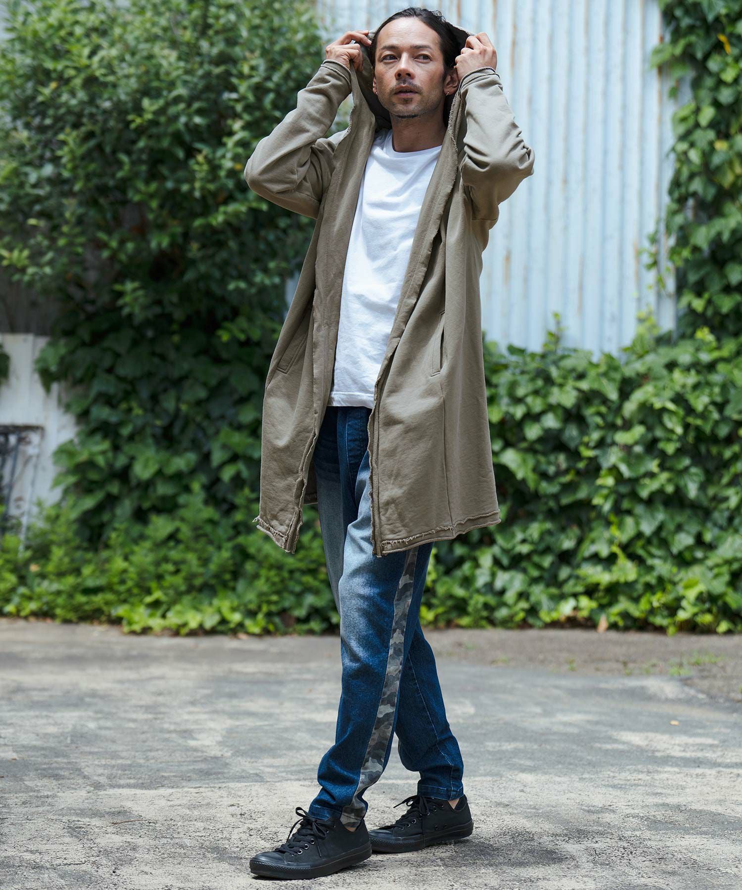 30%OFF【CAMBIO(カンビオ)】裏毛カットオフフーデッドロング