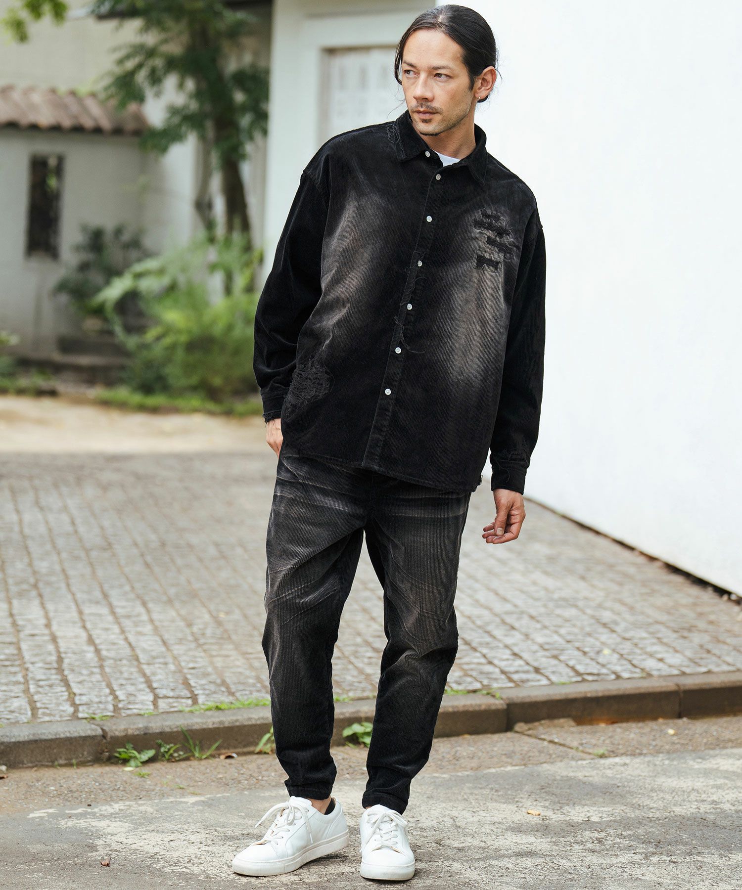 30%OFF【CAMBIO(カンビオ)】Wide Ribbed Stretch Corduroy Distressed