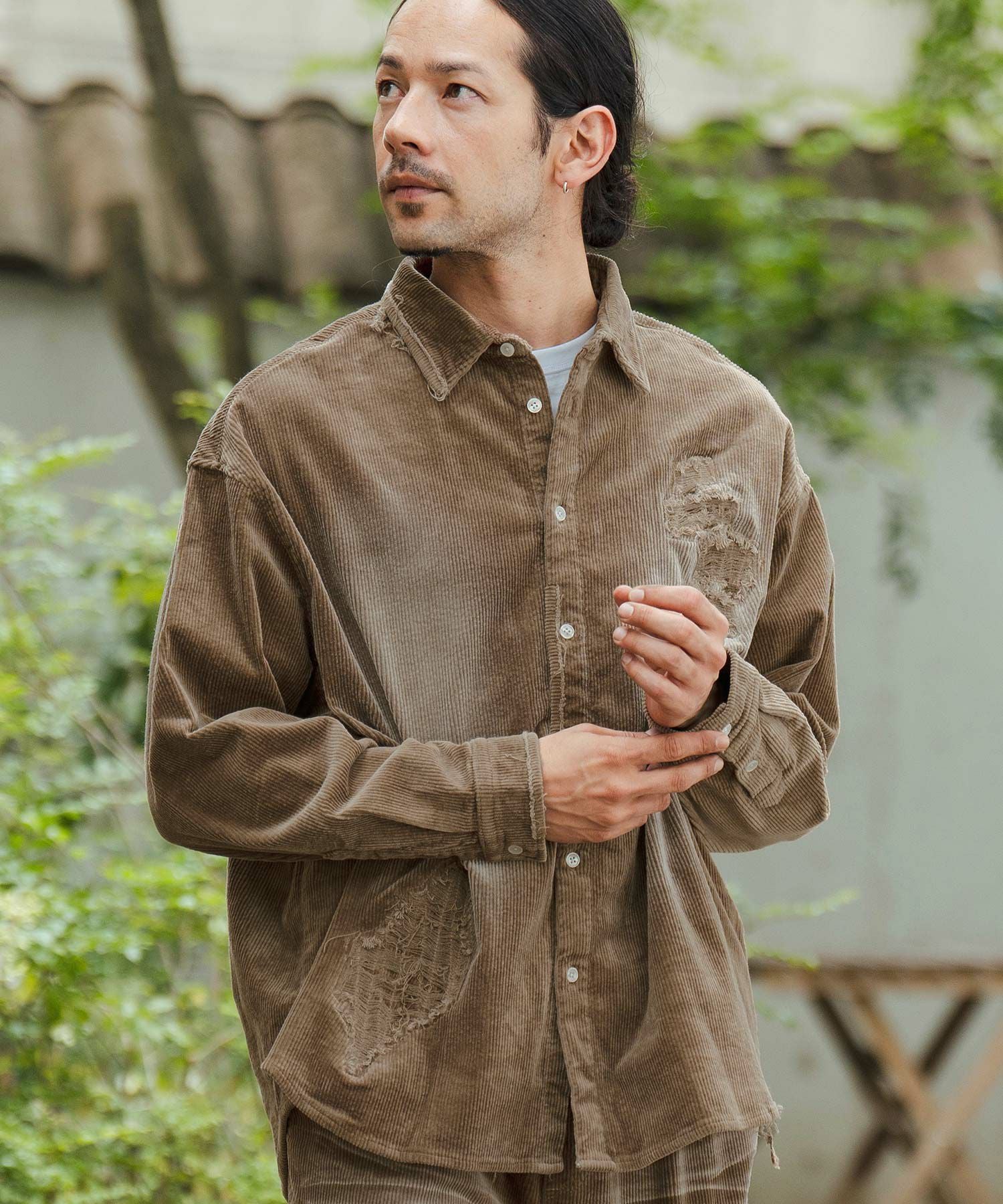 30%OFF【CAMBIO(カンビオ)】Wide Ribbed Stretch Corduroy Distressed