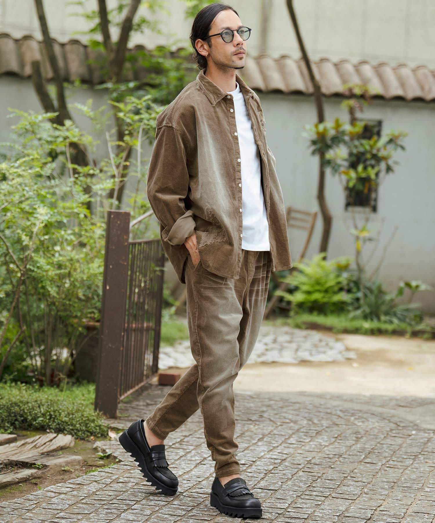 30%OFF【CAMBIO(カンビオ)】Wide Ribbed Stretch Corduroy Distressed