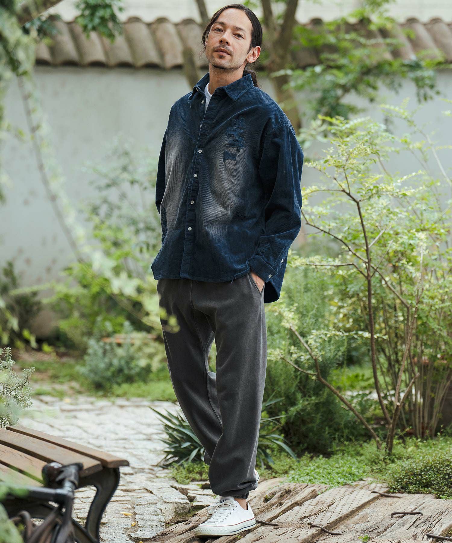 30%OFF【CAMBIO(カンビオ)】Wide Ribbed Stretch Corduroy Distressed