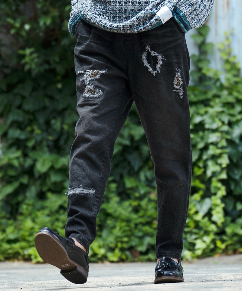50%OFF【CAMBIO(カンビオ)】11oz Stretch Denim Leopard Repaired 