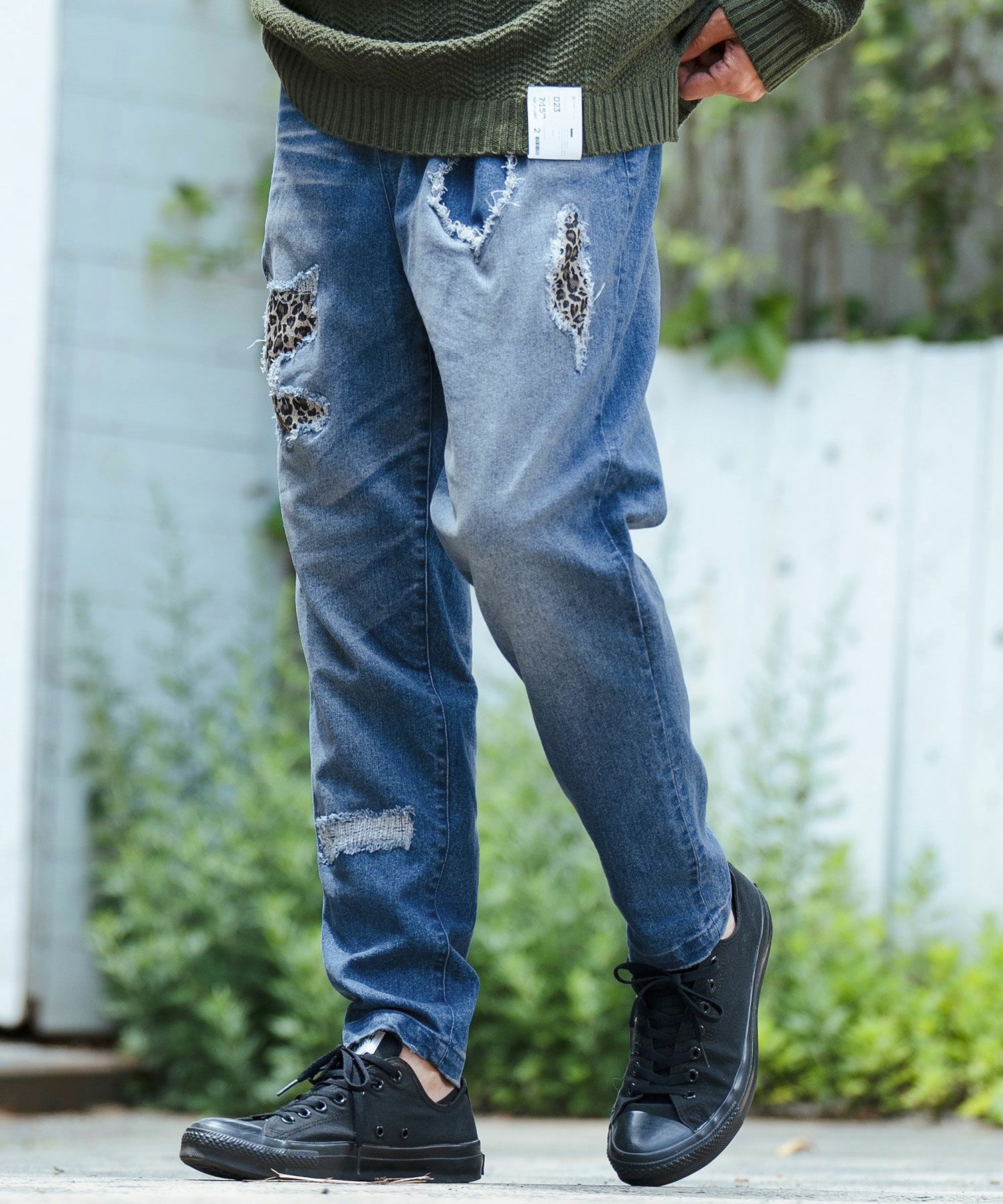 50%OFF【CAMBIO(カンビオ)】11oz Stretch Denim Leopard Repaired