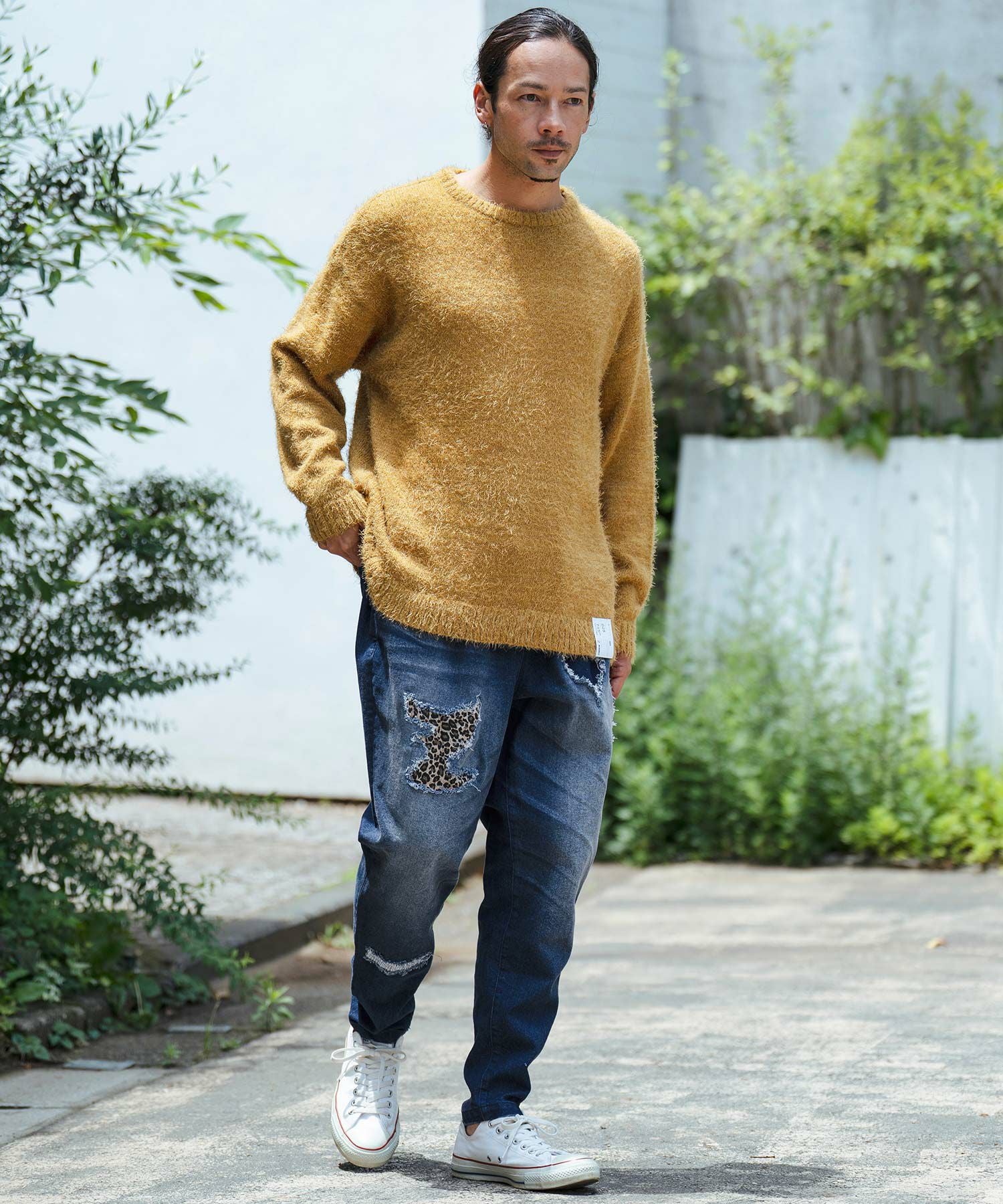 50%OFF【CAMBIO(カンビオ)】11oz Stretch Denim Leopard Repaired