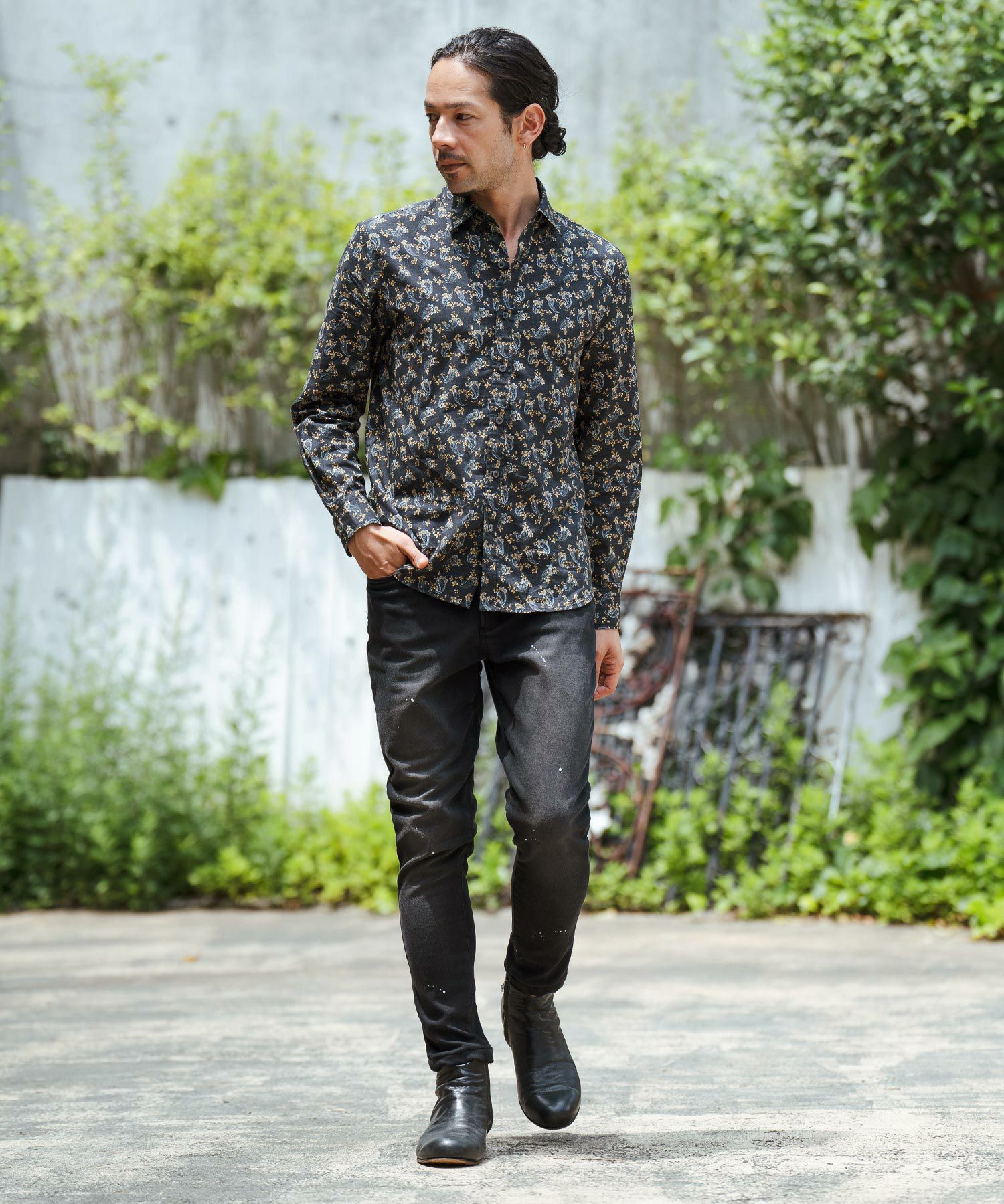 50%OFF【CAMBIO(カンビオ)】ペイズリーフラワー総柄ブロードシャツ(CMB