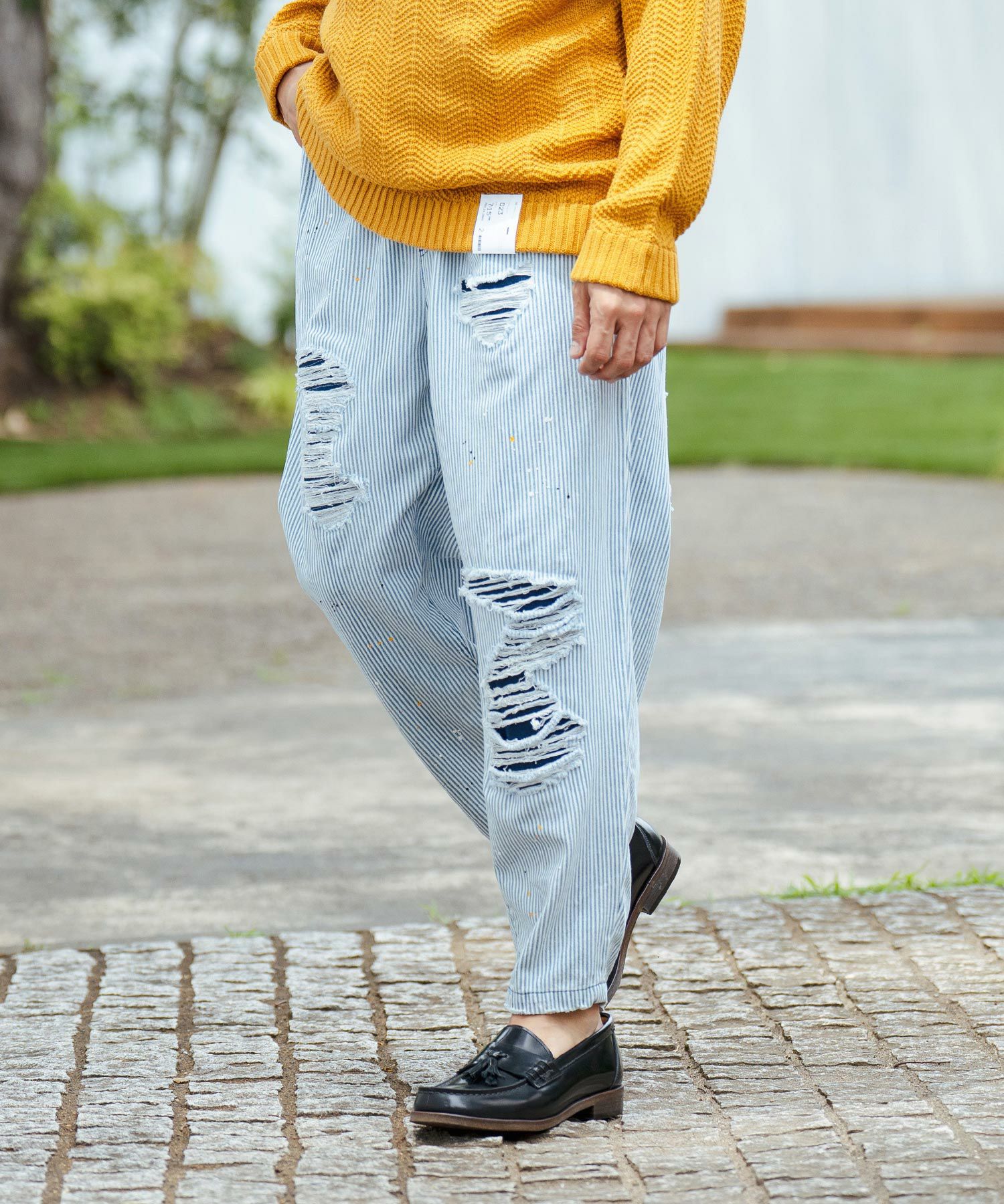 50%OFF【CAMBIO(カンビオ)】Vintage Like Hickory Denim Balloon Pants