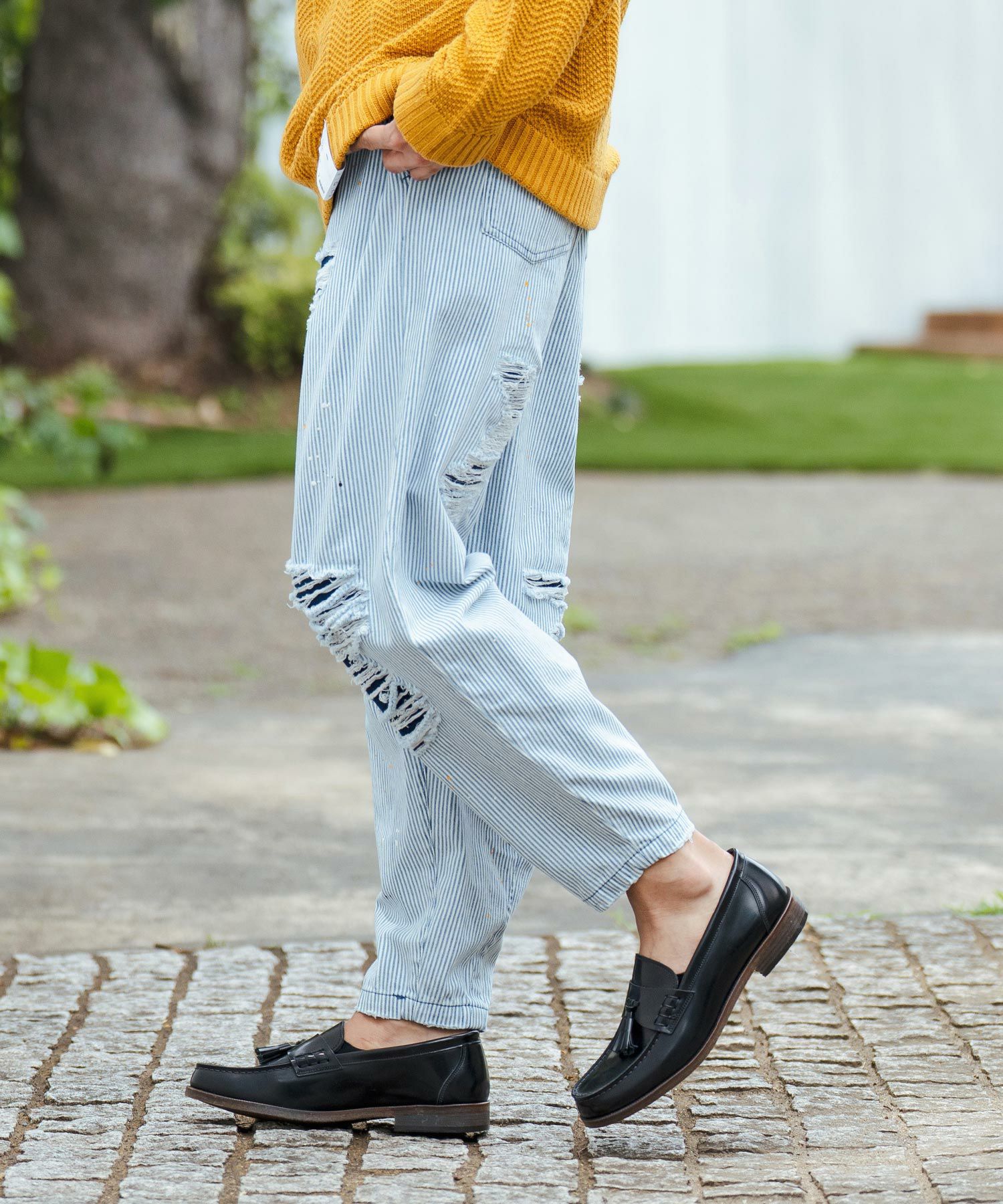 50%OFF【CAMBIO(カンビオ)】Vintage Like Hickory Denim Balloon Pants