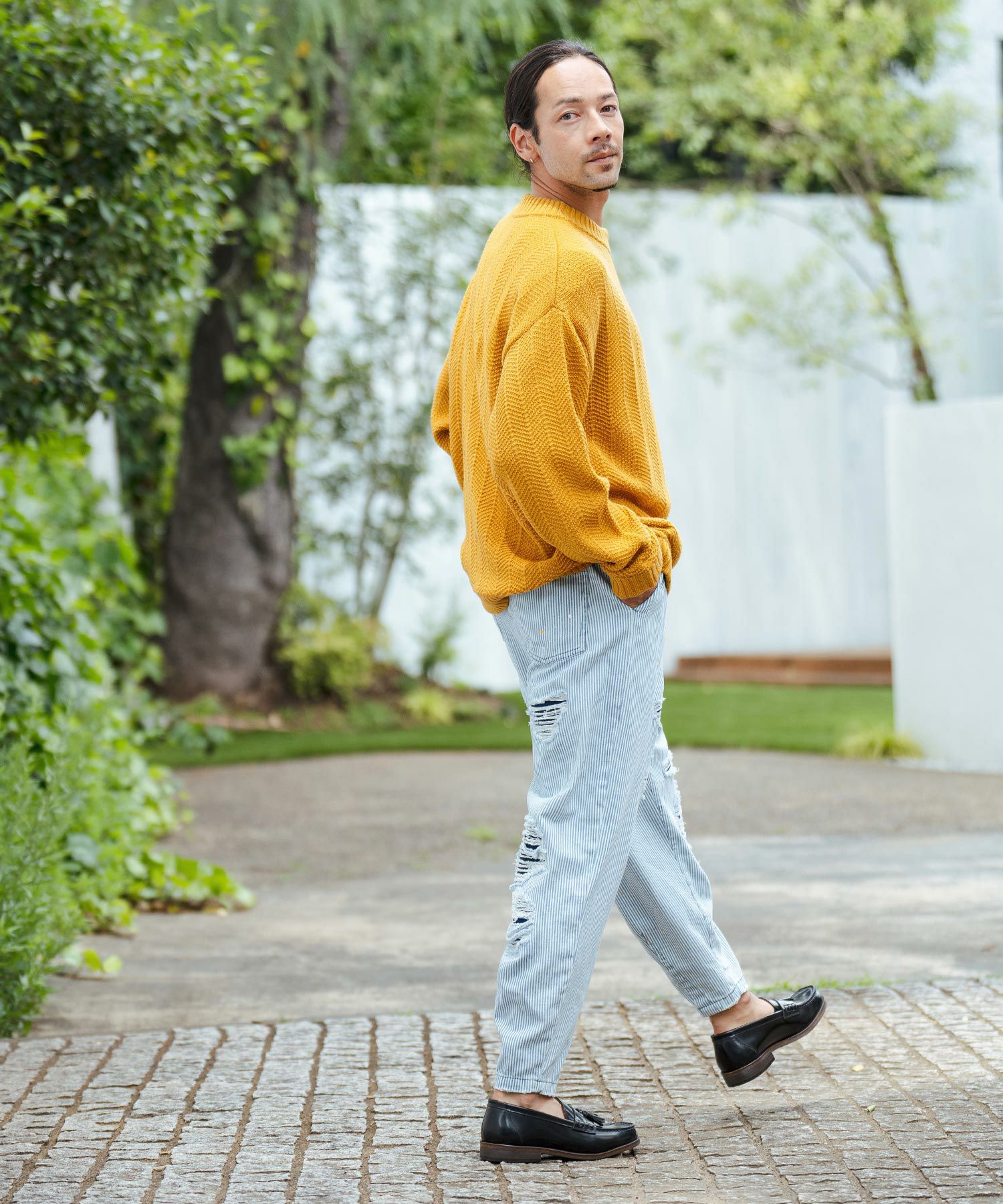 50%OFF【CAMBIO(カンビオ)】Vintage Like Hickory Denim Balloon Pants
