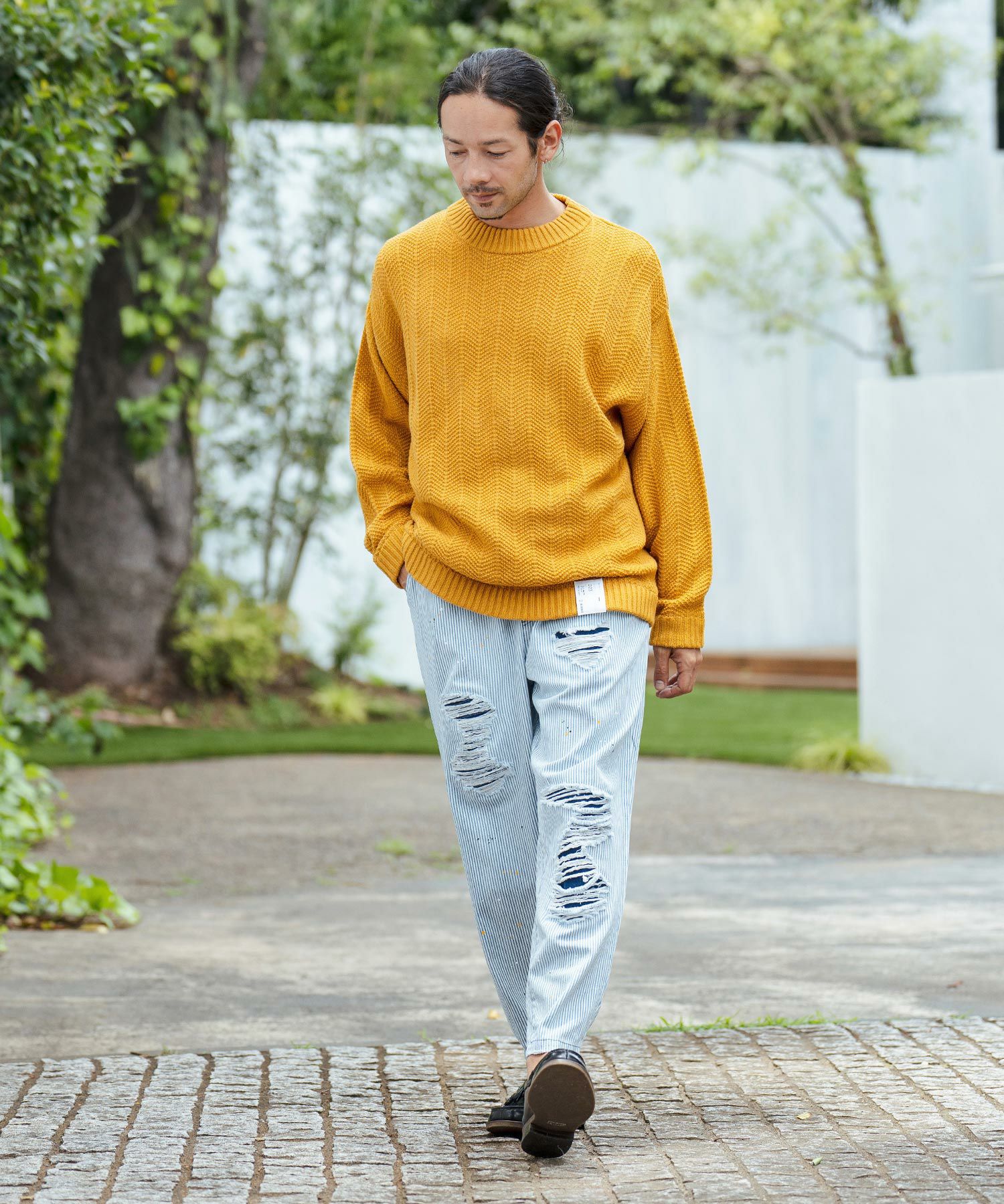 50%OFF【CAMBIO(カンビオ)】Vintage Like Hickory Denim Balloon Pants