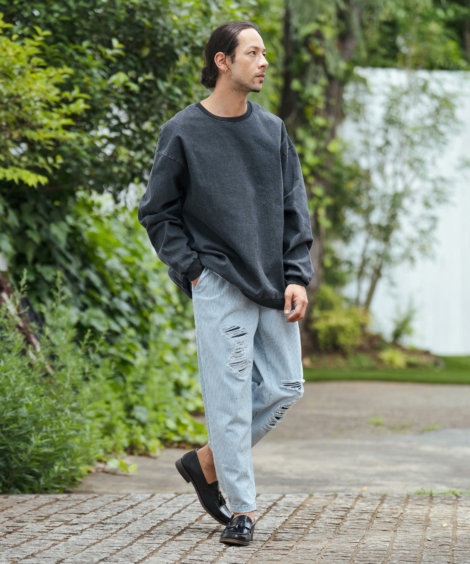 50%OFF【CAMBIO(カンビオ)】Vintage Like Hickory Denim Balloon Pants