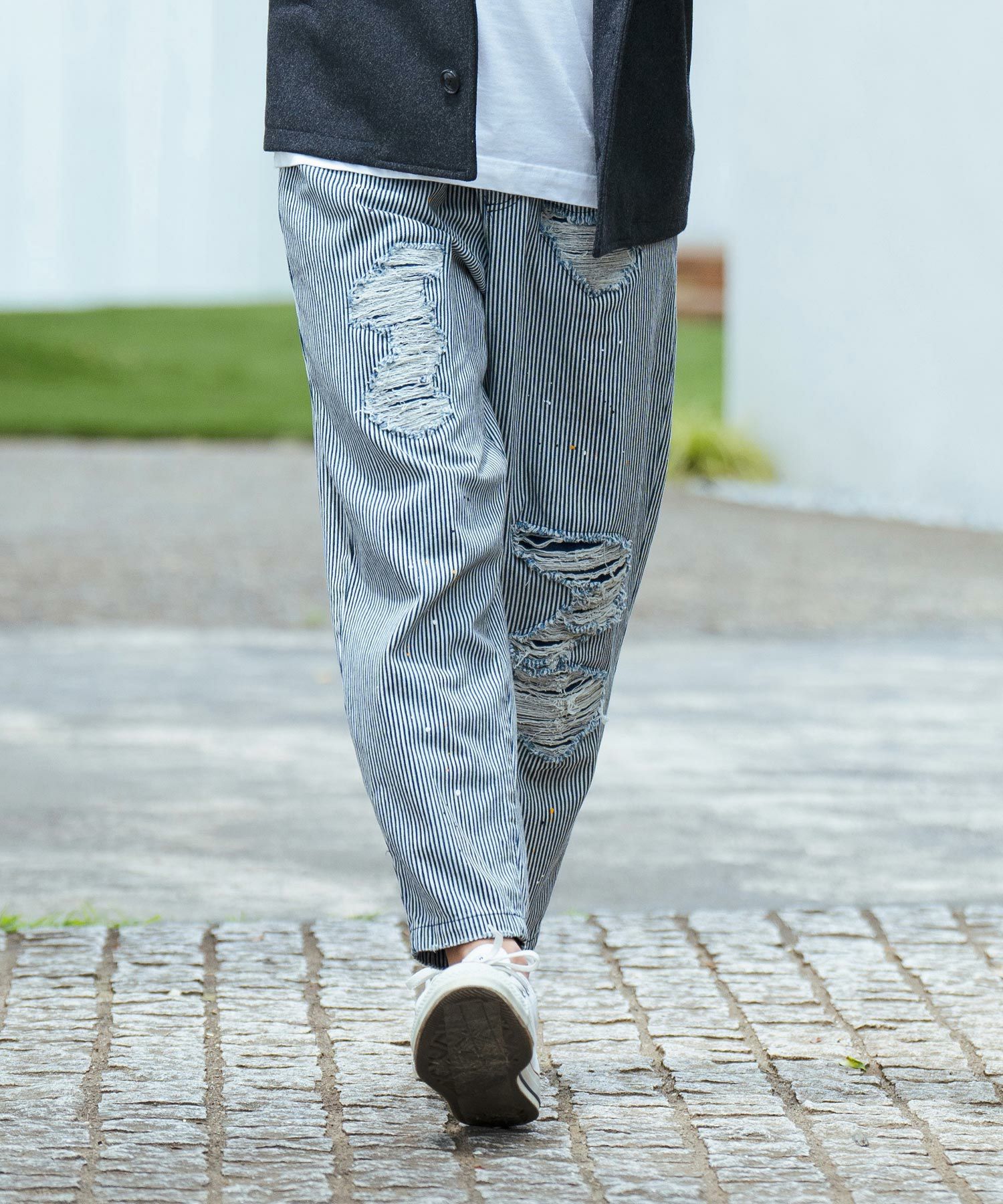 50%OFF【CAMBIO(カンビオ)】Vintage Like Hickory Denim Balloon Pants