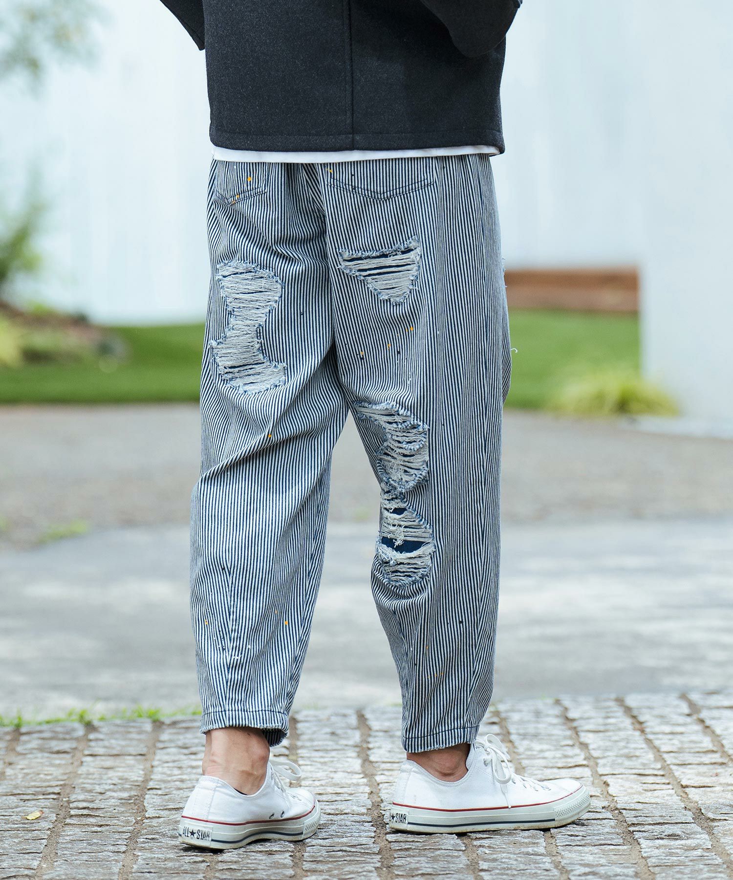 50%OFF【CAMBIO(カンビオ)】Vintage Like Hickory Denim Balloon Pants