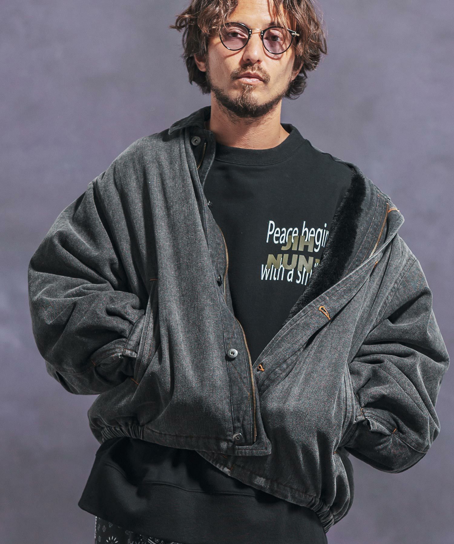 50%OFF【Jih Nunc(ジーヌンク)】ユーズド加工ルーズシルエットデニム