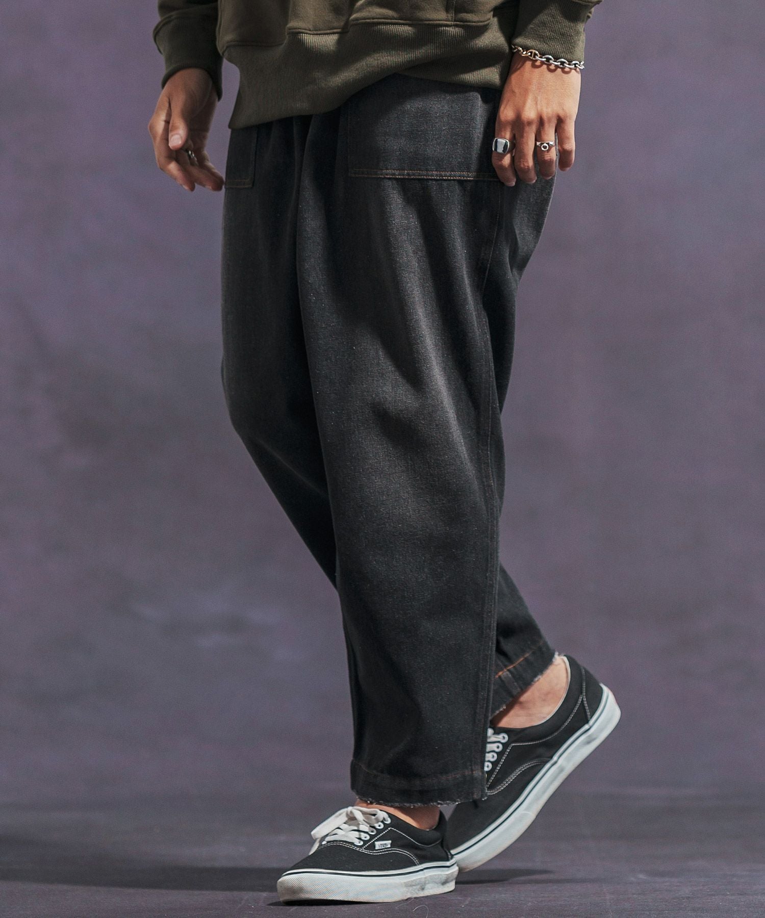 50%OFF【Jih Nunc(ジーヌンク)】ユーズド加工ベイカーデニムパンツ(JIH