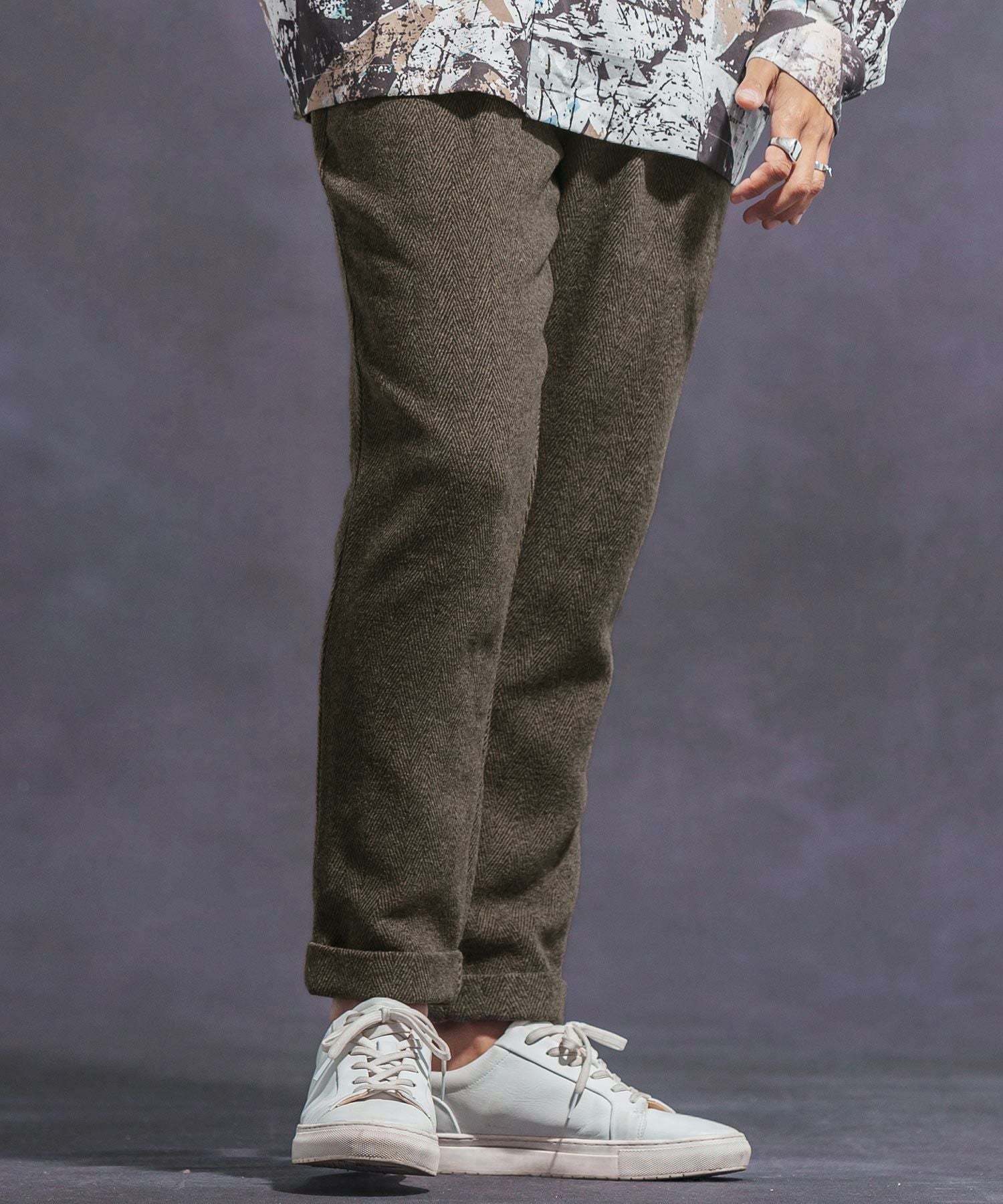 30%OFF【Jih Nunc(ジーヌンク)】ツイードテーパードロールアップパンツ