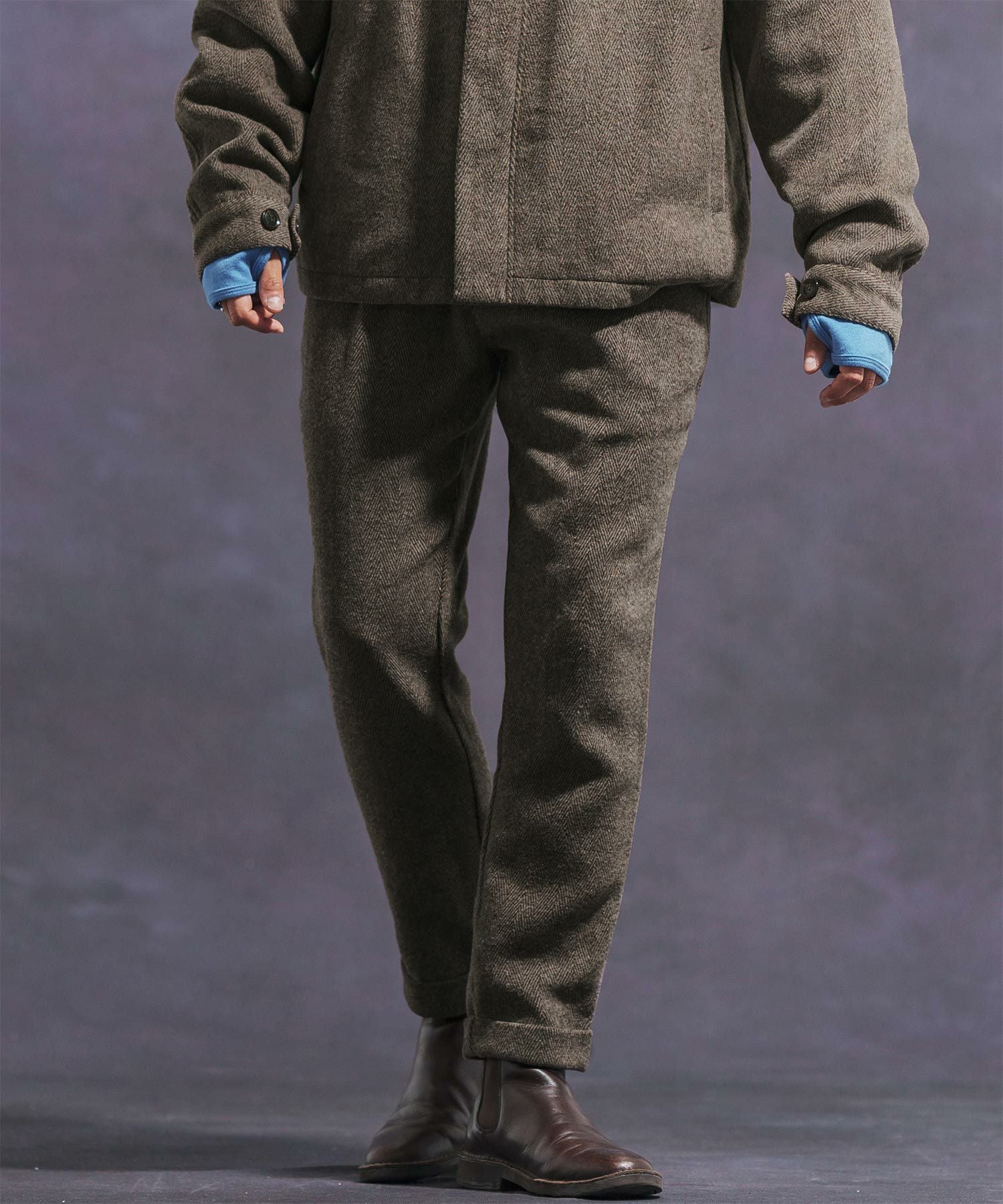 30%OFF【Jih Nunc(ジーヌンク)】ツイードテーパードロールアップパンツ
