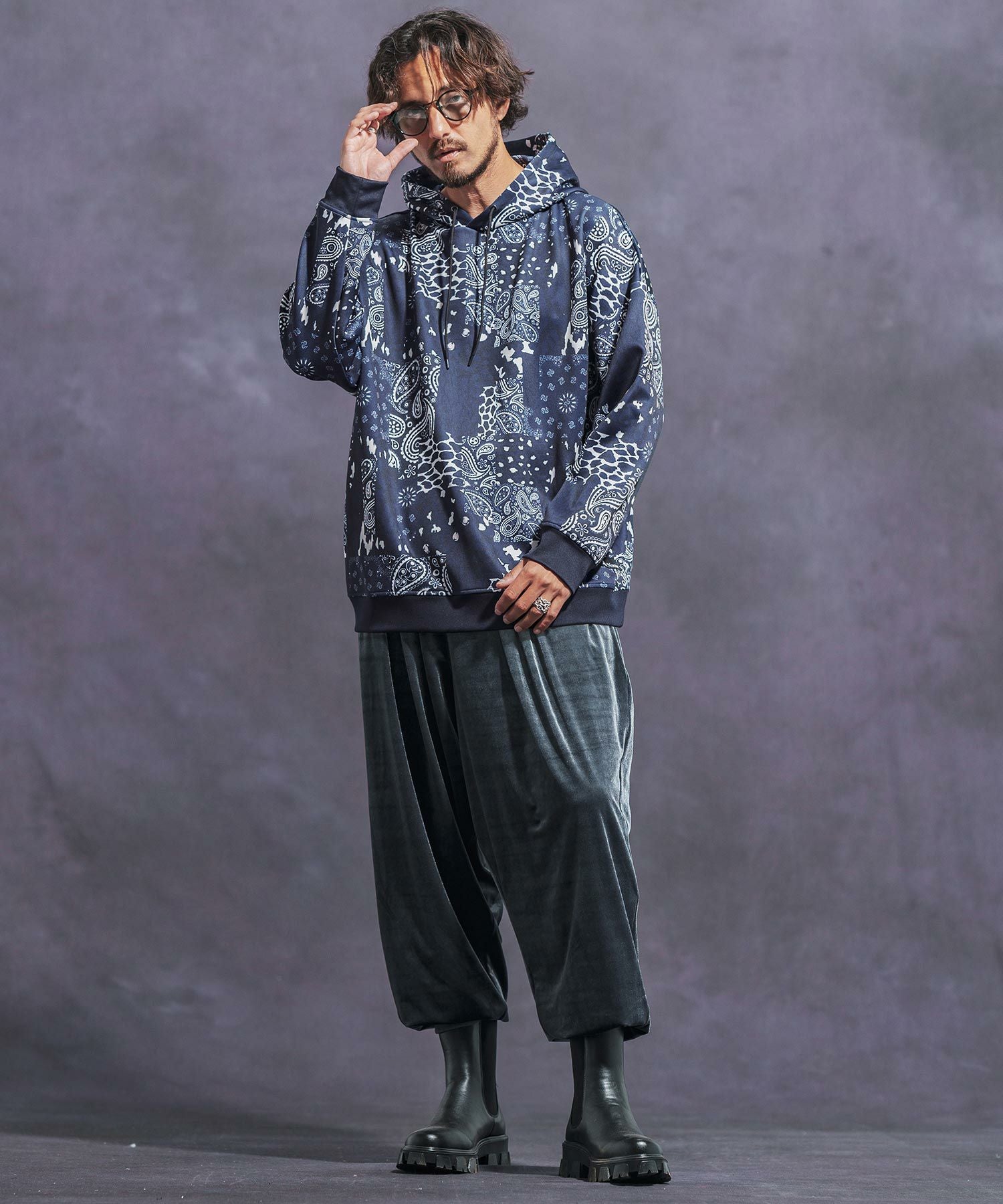 30%OFF【Jih Nunc(ジーヌンク)】ペイズリー×レオパード総柄ポンチプル