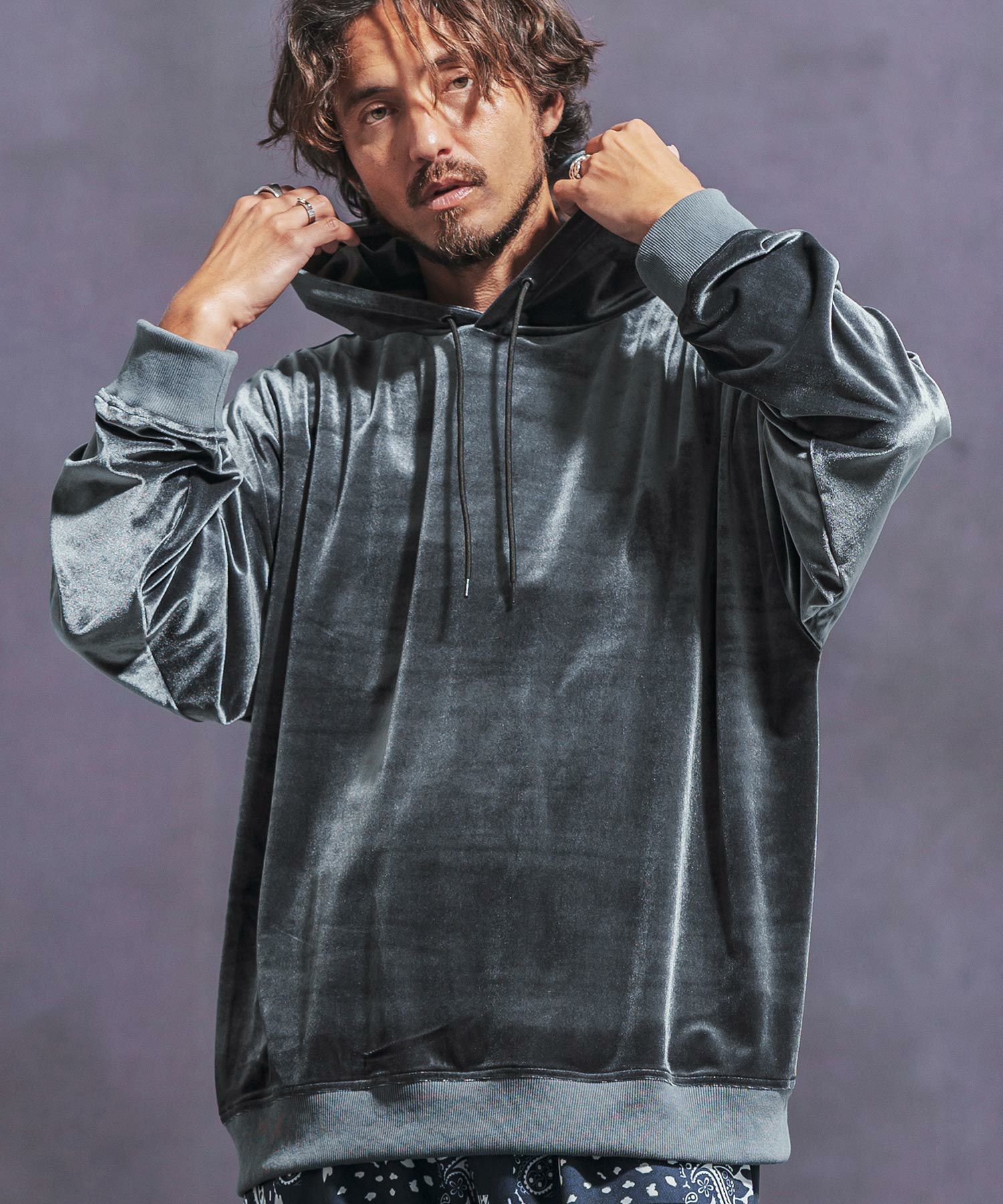 30%OFF【Jih Nunc(ジーヌンク)】ストレッチベロアプルパーカー(JIH