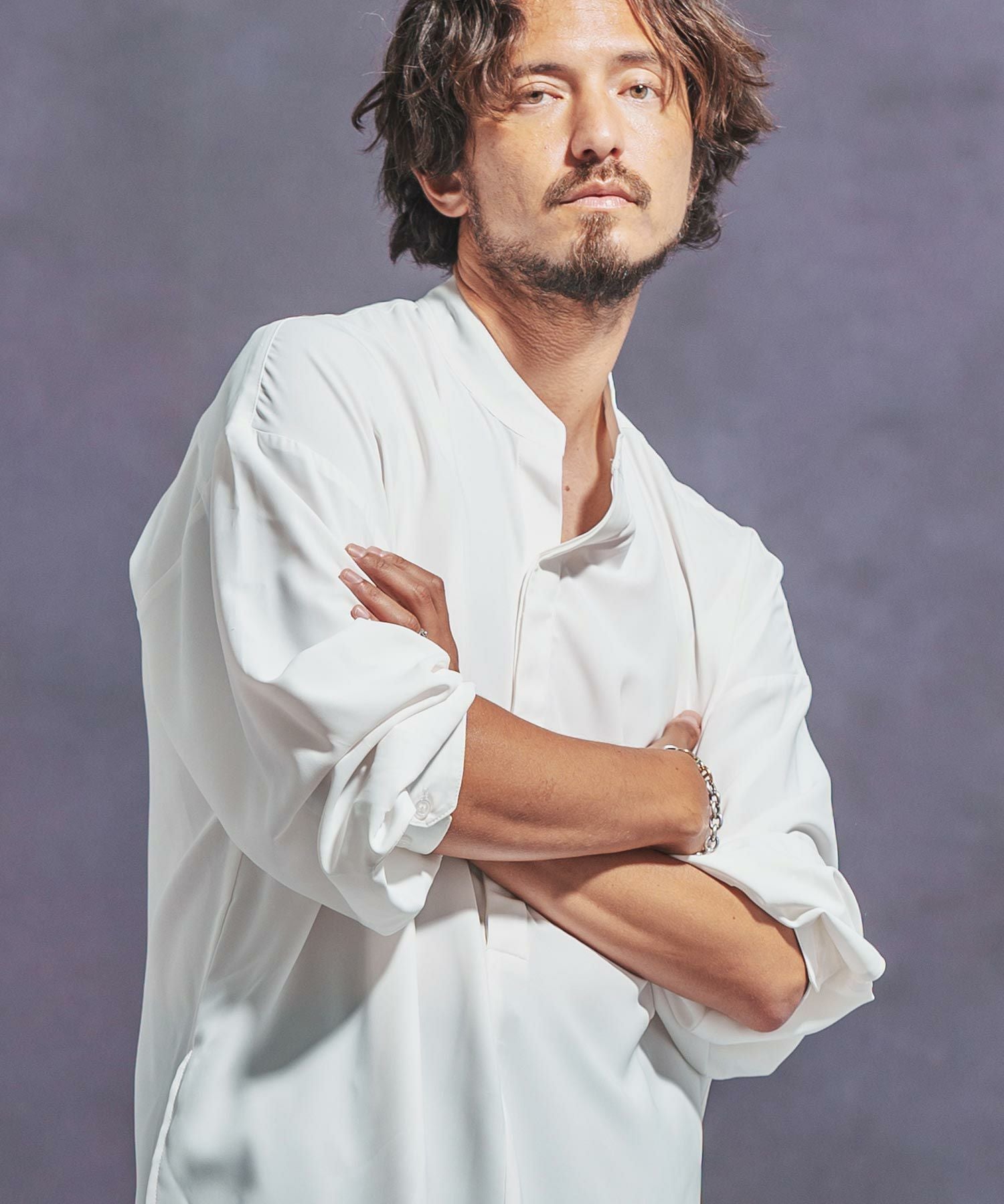 【CINOH】フィンクス スタンドネックシャツ W1501006 SH06 White | Dresswell online store