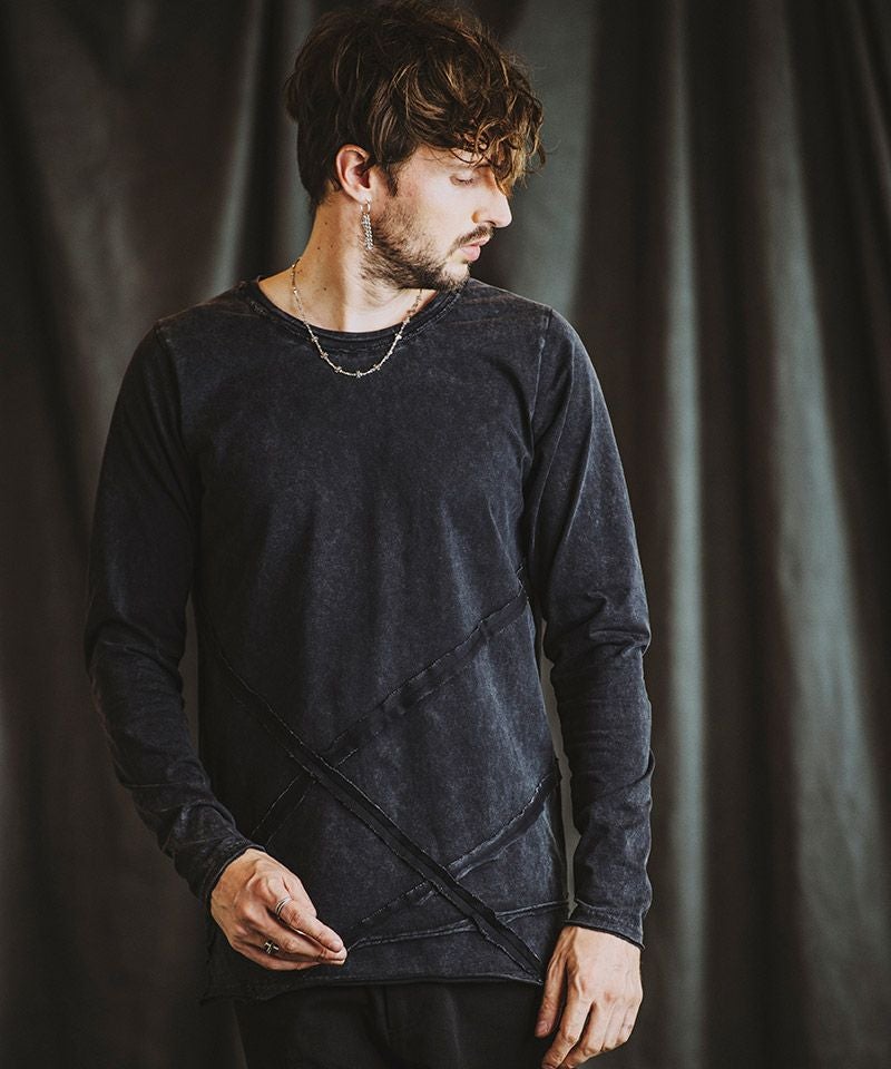 50%OFF【NO ID.(ノーアイディー)】ﾗﾝﾀﾞﾑｼｰﾑｶｯﾄｵﾌC-NﾛﾝT カットソー