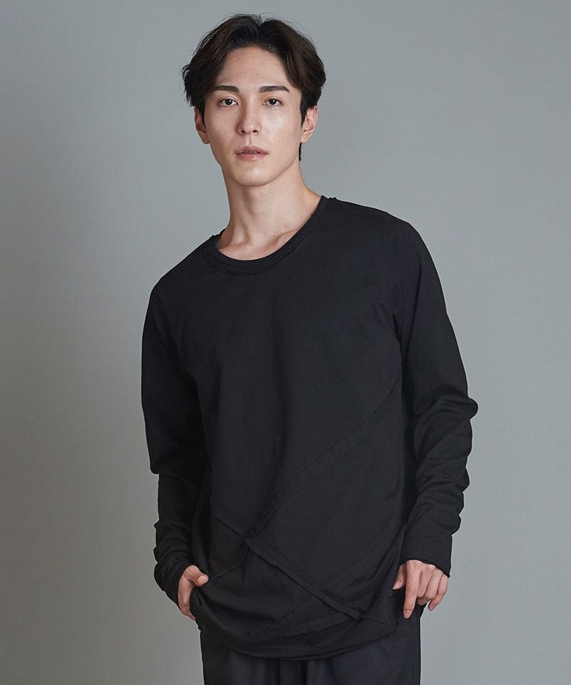 50%OFF【NO ID.(ノーアイディー)】ﾗﾝﾀﾞﾑｼｰﾑｶｯﾄｵﾌC-NﾛﾝT カットソー