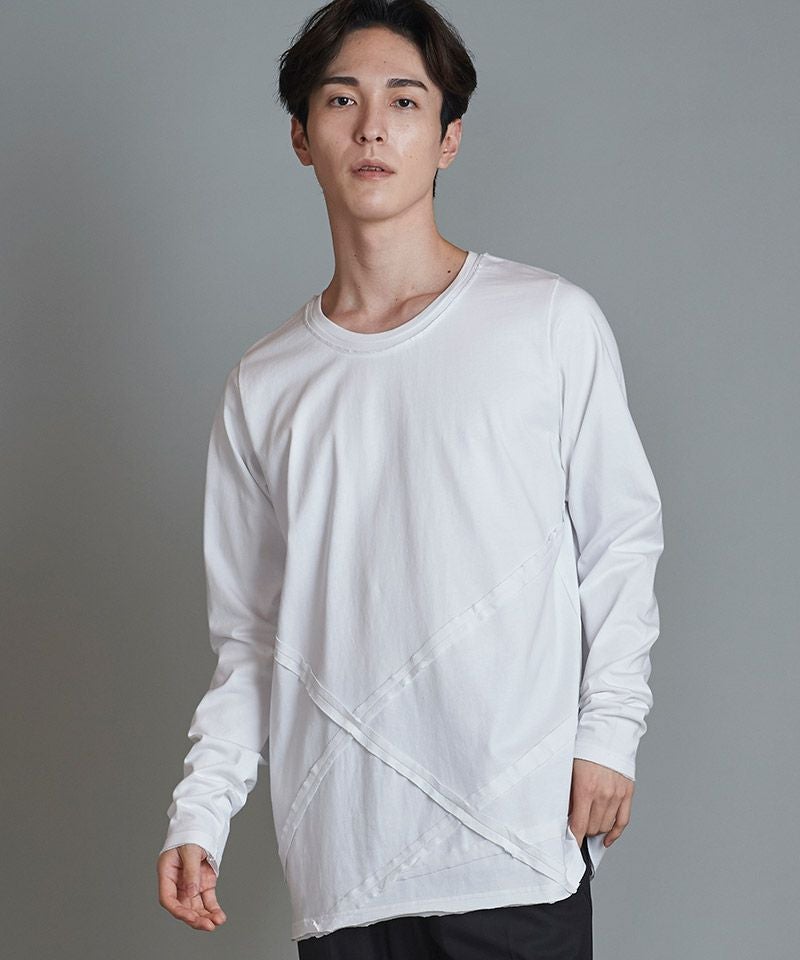 50%OFF【NO ID.(ノーアイディー)】ﾗﾝﾀﾞﾑｼｰﾑｶｯﾄｵﾌC-NﾛﾝT カットソー