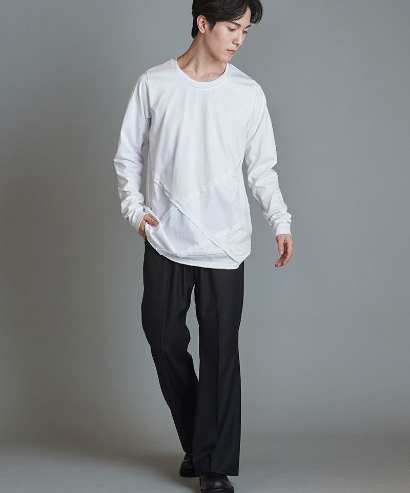 50%OFF【NO ID.(ノーアイディー)】ﾗﾝﾀﾞﾑｼｰﾑｶｯﾄｵﾌC-NﾛﾝT カットソー