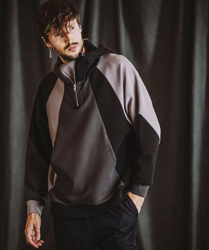 50%OFF【NO ID.(ノーアイディー)】ﾎﾞﾘｭｰﾑﾈｯｸﾊｰﾌZIPﾊﾟｰｶ(855006-830T