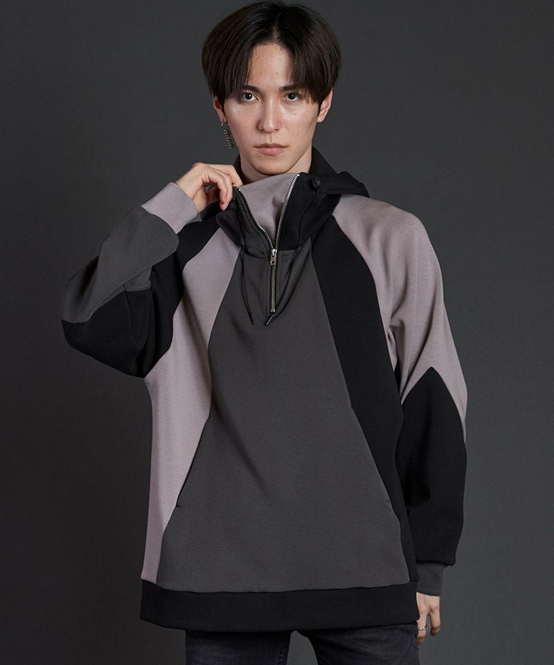 50%OFF【NO ID.(ノーアイディー)】ﾎﾞﾘｭｰﾑﾈｯｸﾊｰﾌZIPﾊﾟｰｶ(855006-830T