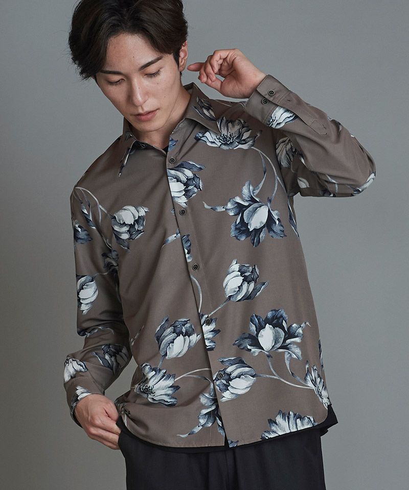 30%OFF【NO ID.(ノーアイディー)】ﾌﾗﾜｰﾌﾟﾘﾝﾄSH シャツ(855006-827S