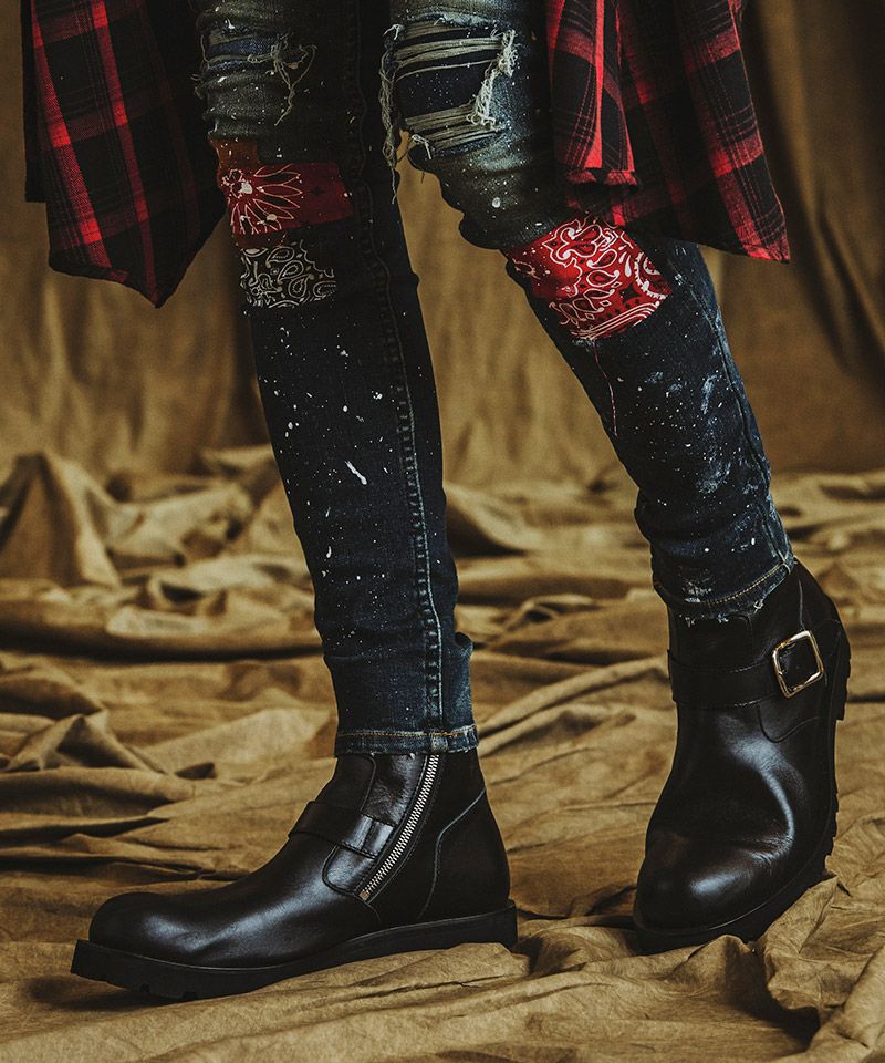 GUCCI グッチ エンジニアブーツ ベルト サイドジップ レザー 23.5 GUCCI グッチ エンジニアブーツ ベルト サイドジップ レザー 23.5の