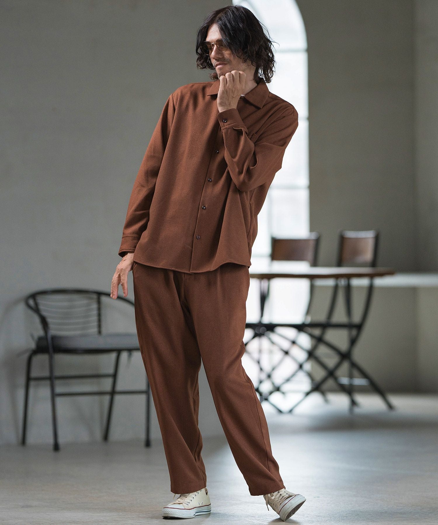 30%OFF【CAMBIO(カンビオ)】ウールライクイージーケアワイドテーパード