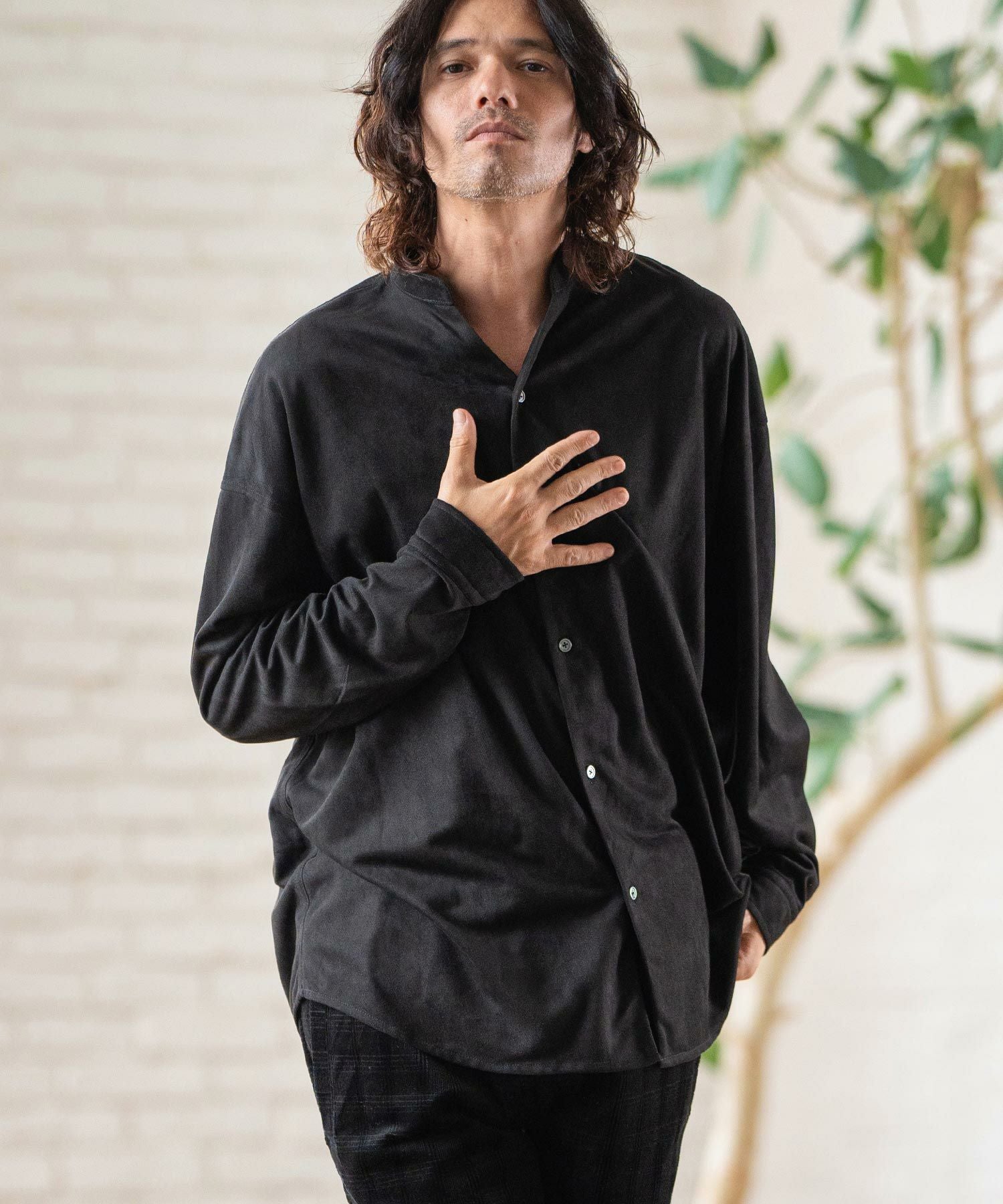 50%OFF【CAMBIO(カンビオ)】Synthetic Suede Leather Shirts スエード