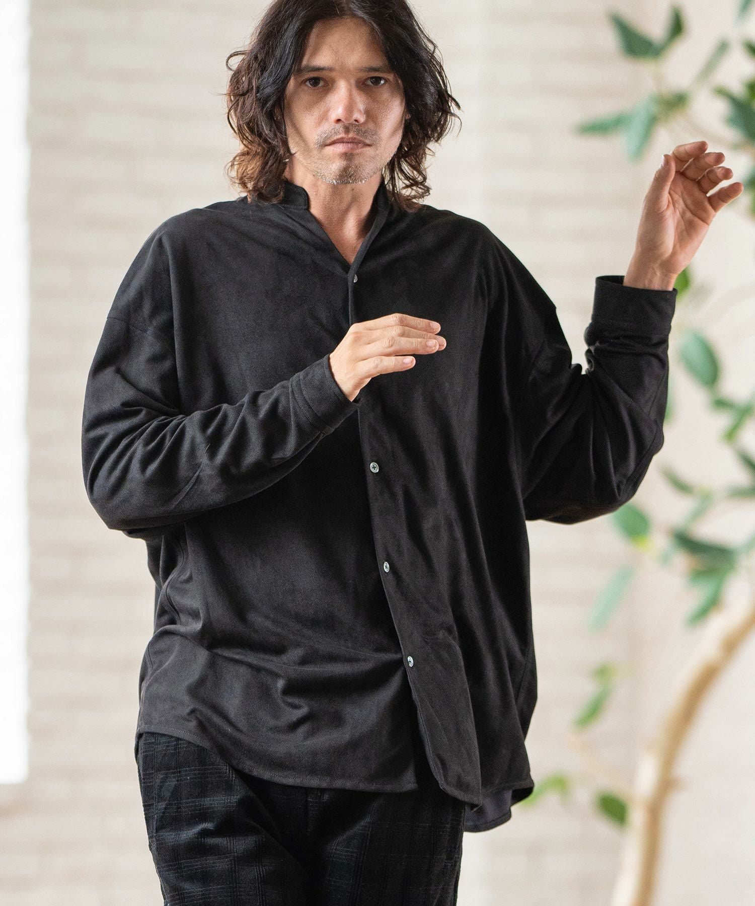 50%OFF【CAMBIO(カンビオ)】Synthetic Suede Leather Shirts スエード