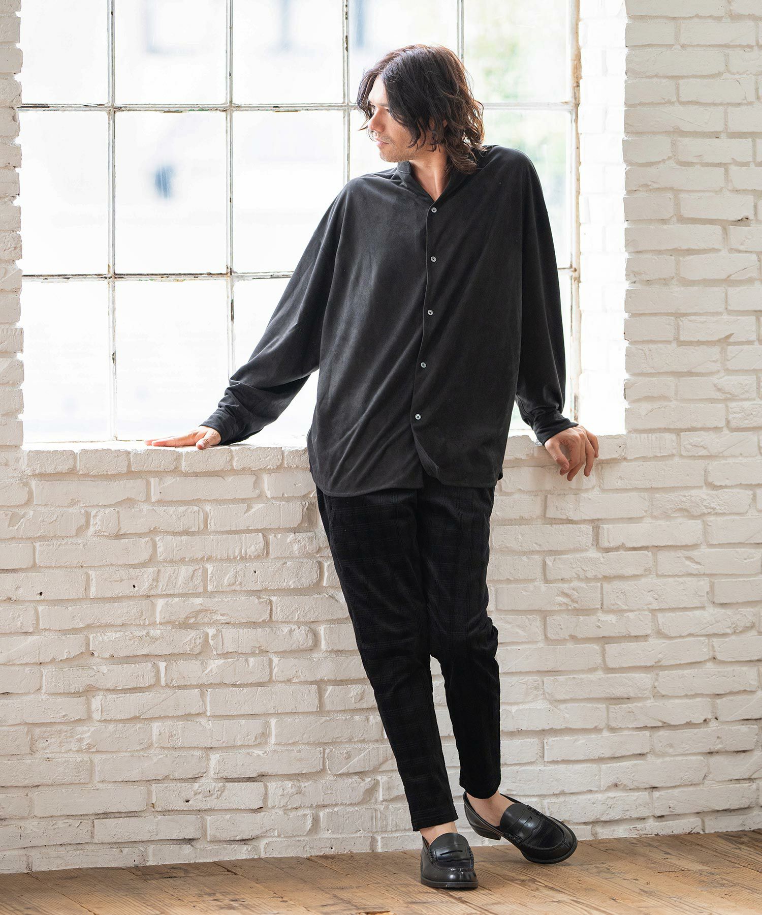 50%OFF【CAMBIO(カンビオ)】Synthetic Suede Leather Shirts スエード