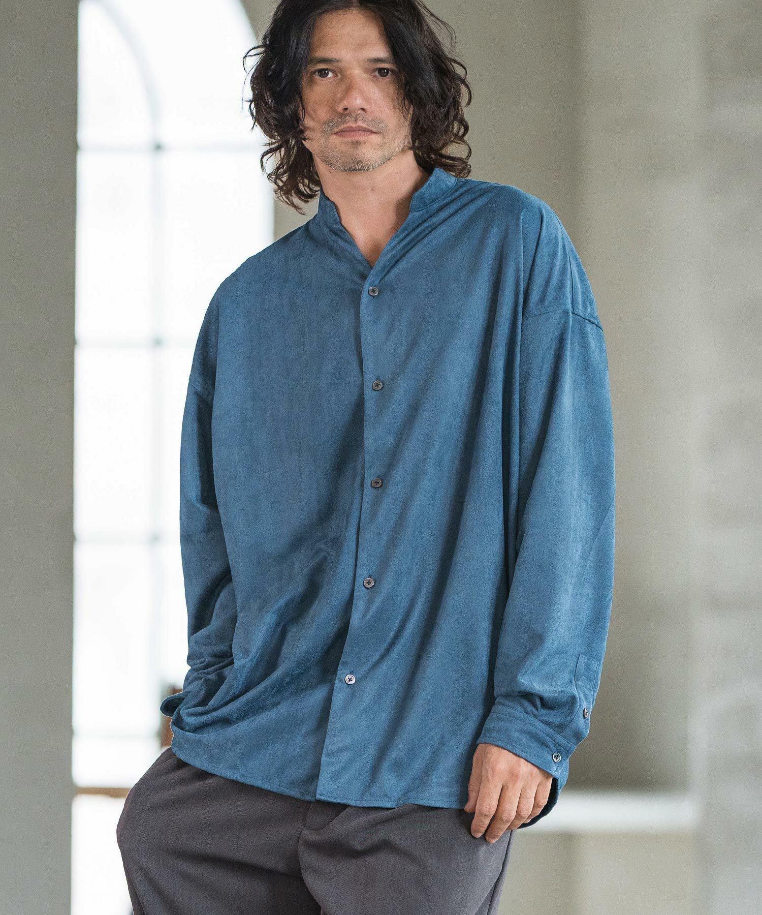 50%OFF【CAMBIO(カンビオ)】Synthetic Suede Leather Shirts スエード