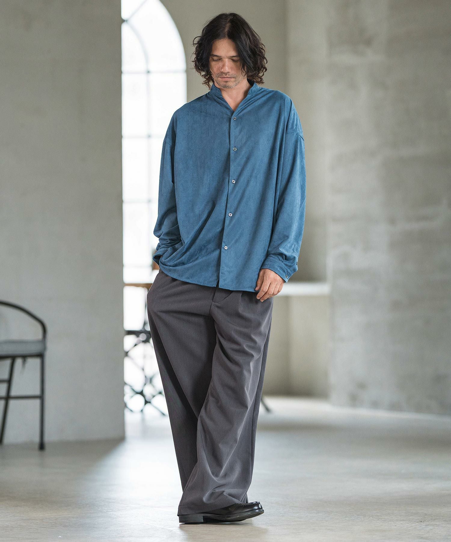 50%OFF【CAMBIO(カンビオ)】Synthetic Suede Leather Shirts スエード