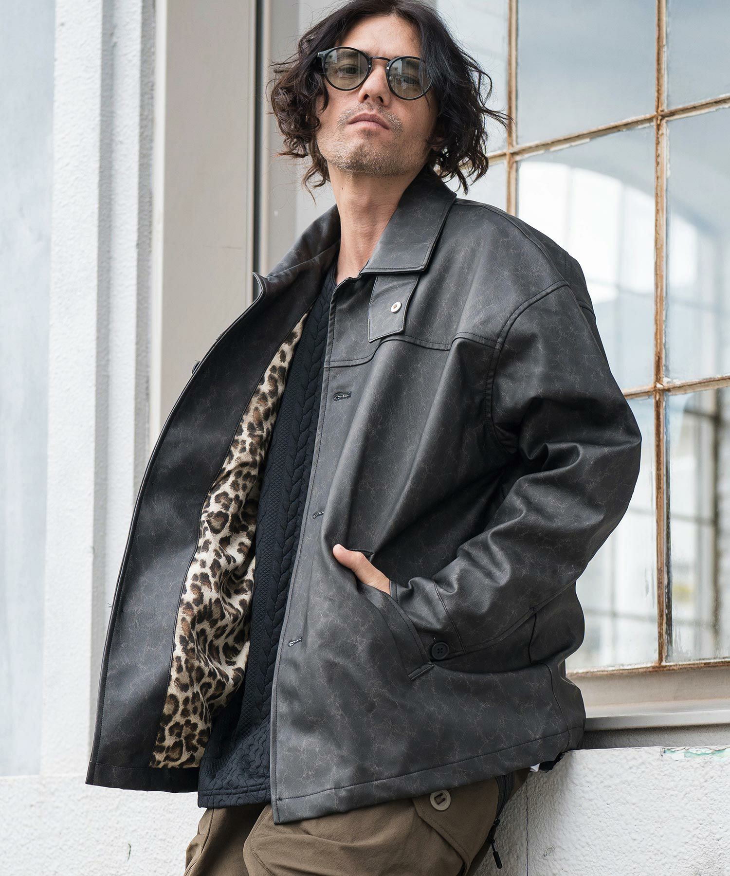 30%OFF【CAMBIO(カンビオ)】 Vintage Like Synthetic Leather Half