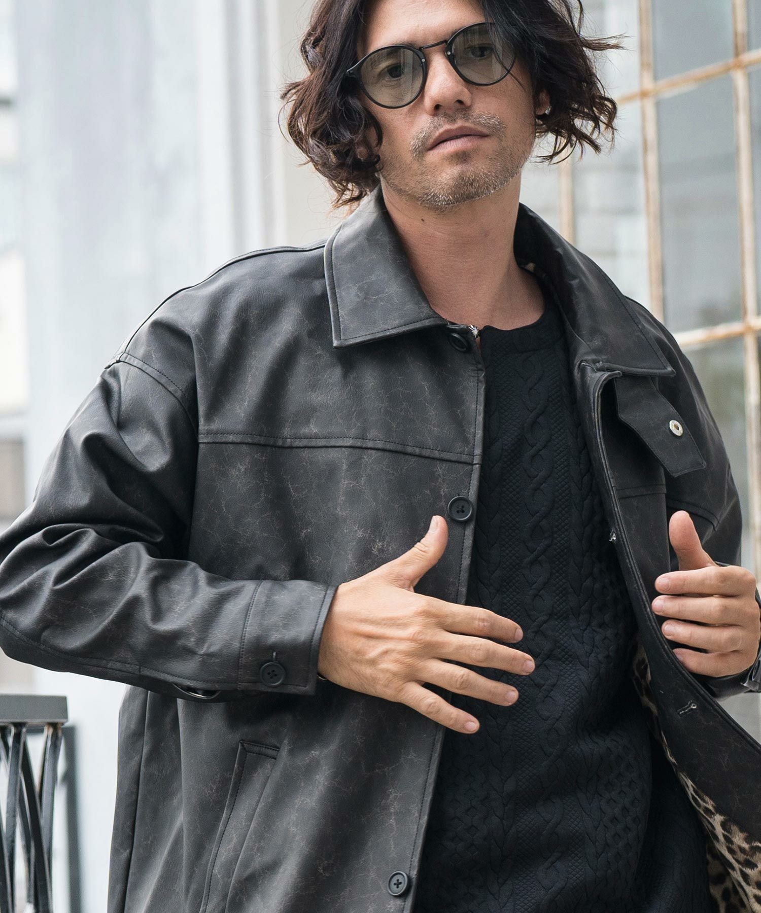 30%OFF【CAMBIO(カンビオ)】 Vintage Like Synthetic Leather Half