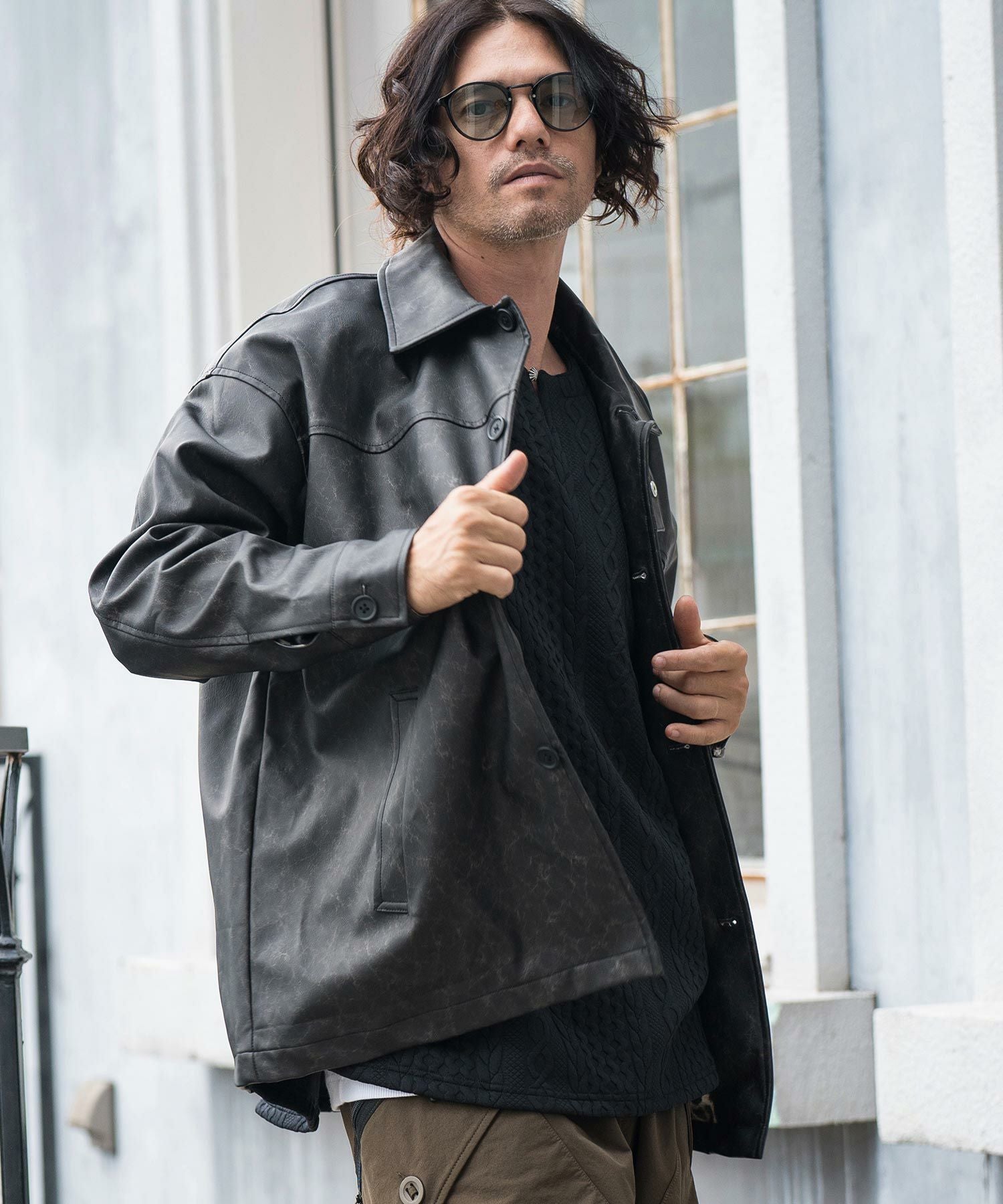   Jeans レザージャケット Mサイズ　牛革　古着 M』 THE TERRITORY AHEAD レザー レザージャケット アウター アメカジ