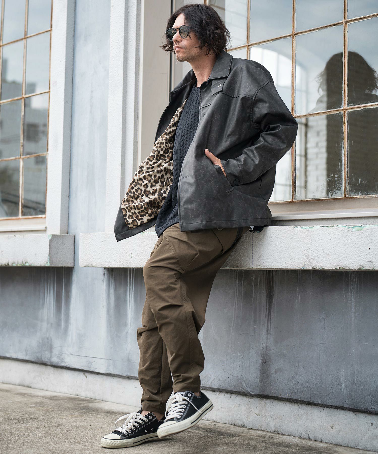 30%OFF【CAMBIO(カンビオ)】 Vintage Like Synthetic Leather Half